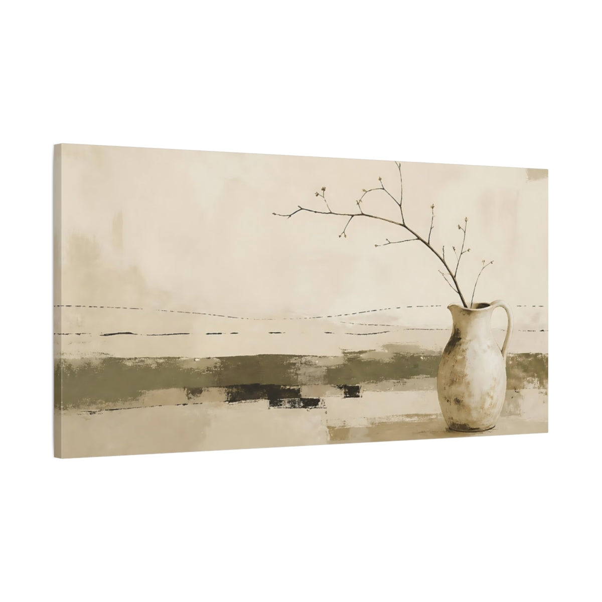Main Mockup. Rustic Pitcher With Branch shown as canvas print