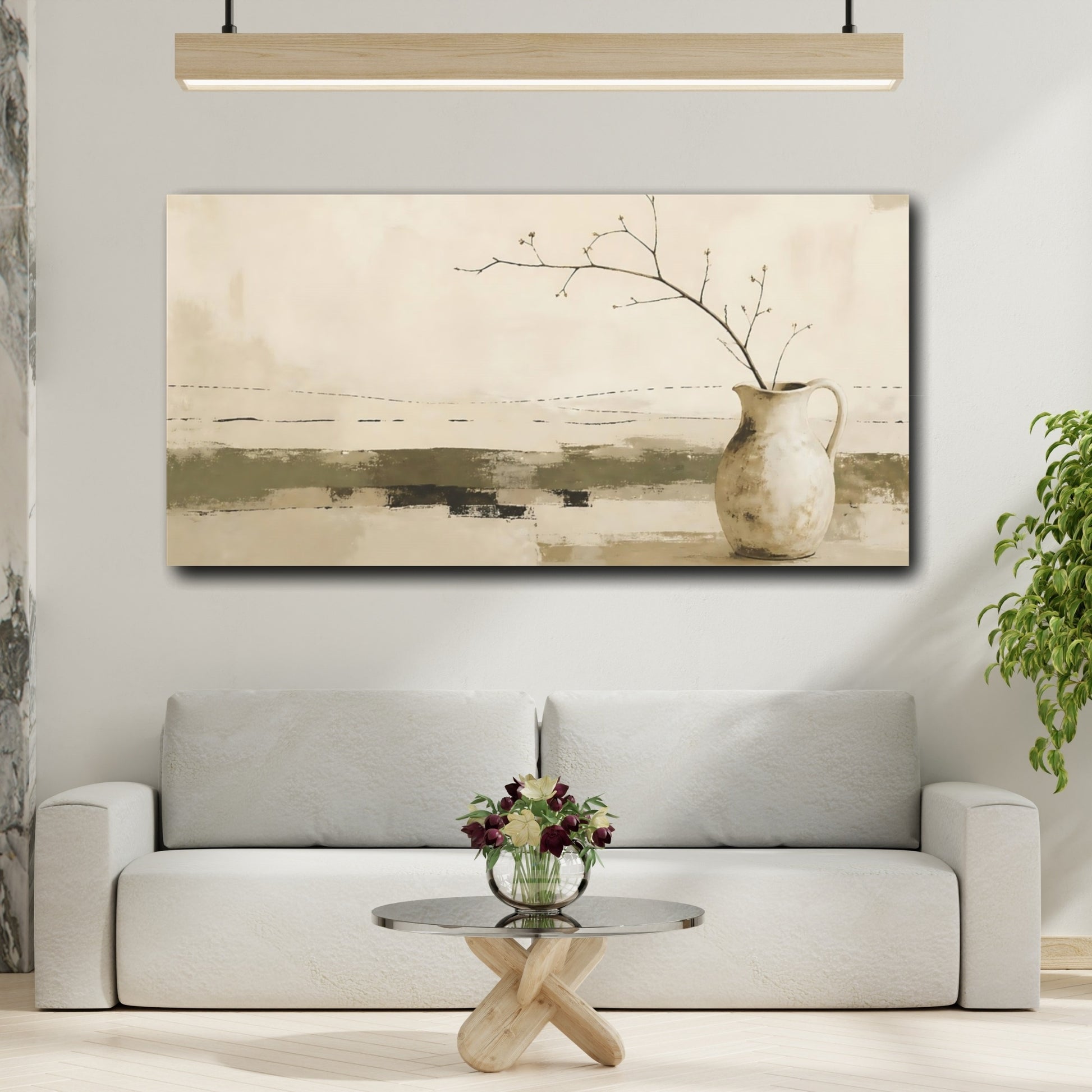 Mockup 2. Rustic Pitcher With Branch shown as canvas print