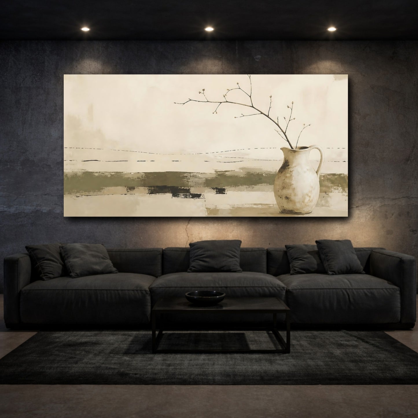 Mockup 3. Rustic Pitcher With Branch shown as canvas print