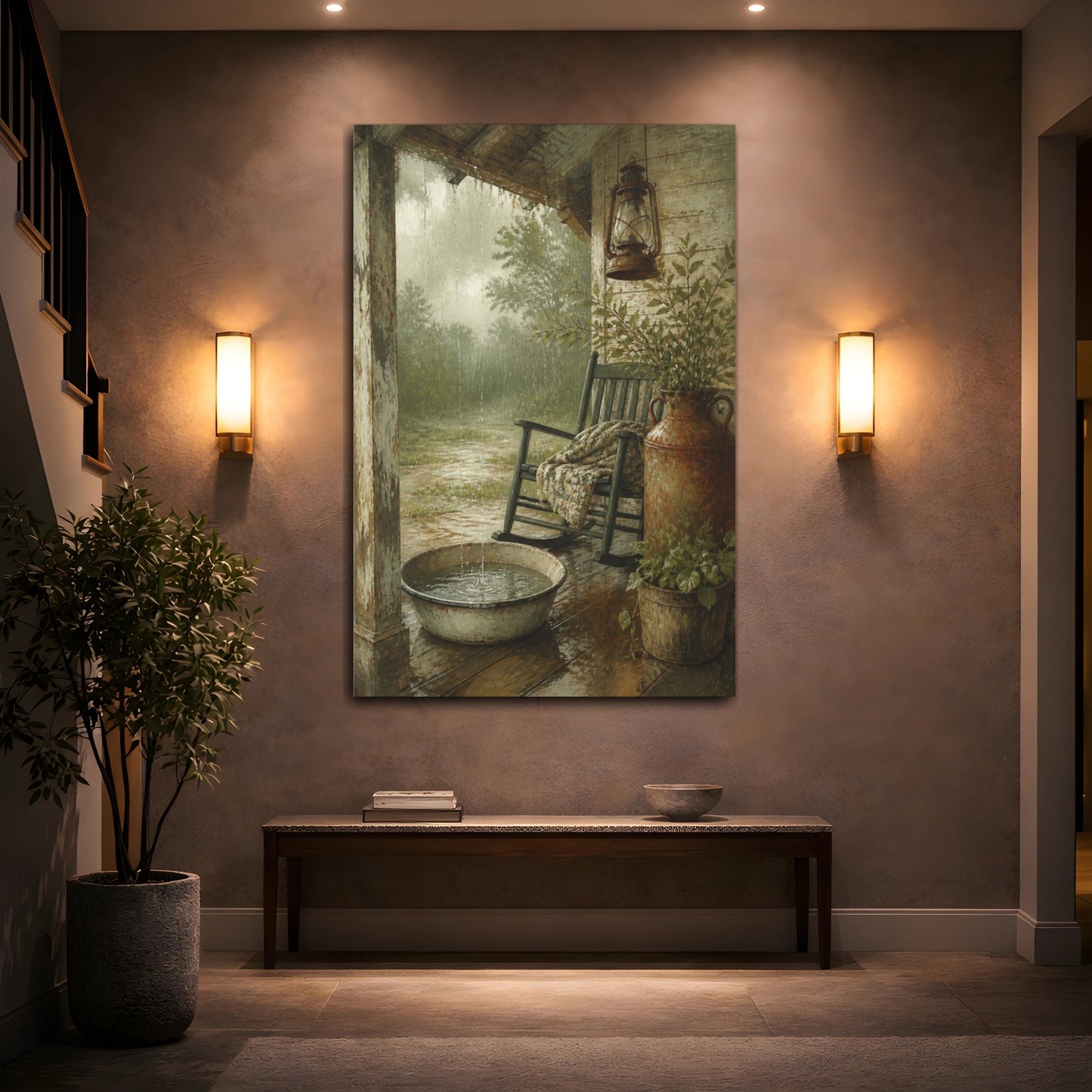 Mockup 2. Rustic Porch Rocking Chair shown as canvas print