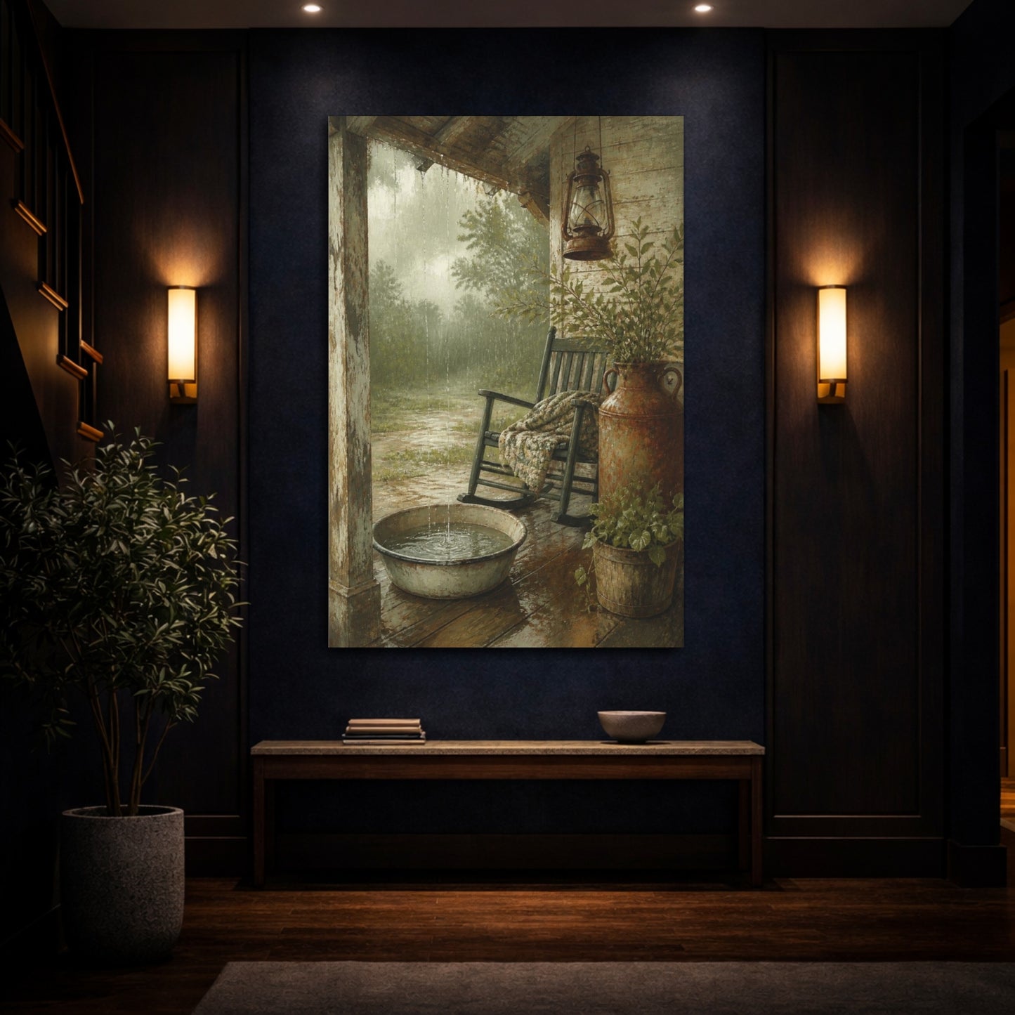 Mockup 4. Rustic Porch Rocking Chair shown as canvas print