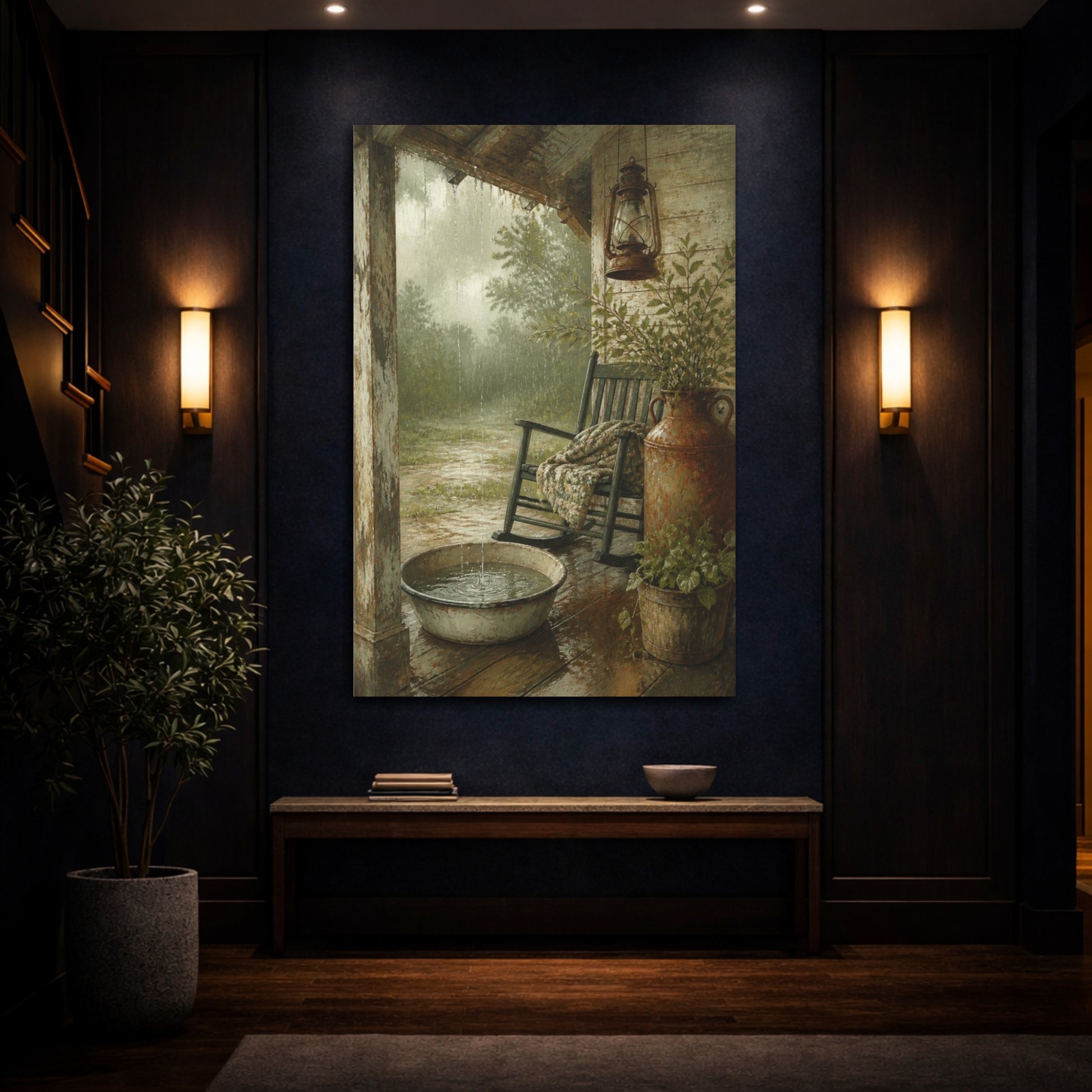 Mockup 4. Rustic Porch Rocking Chair shown as canvas print
