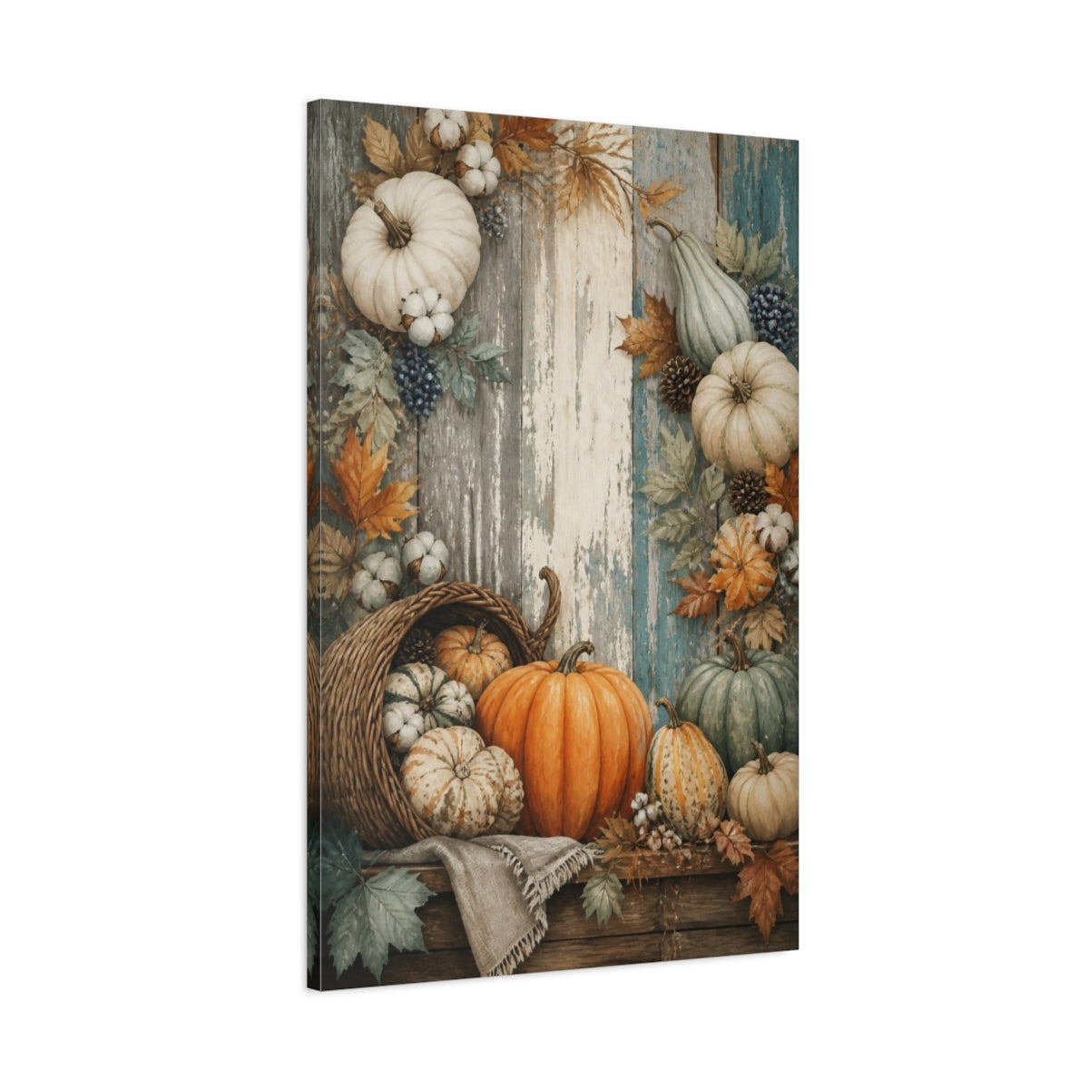 Main Mockup. Rustic Pumpkin Harvest shown as canvas print