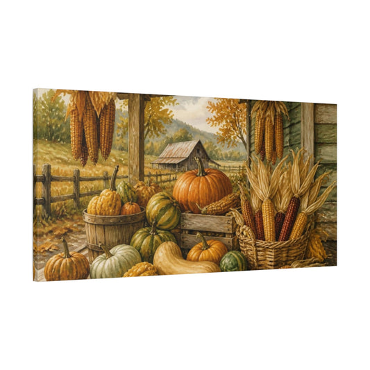 Main Mockup. Rustic Pumpkin Harvest shown as canvas print