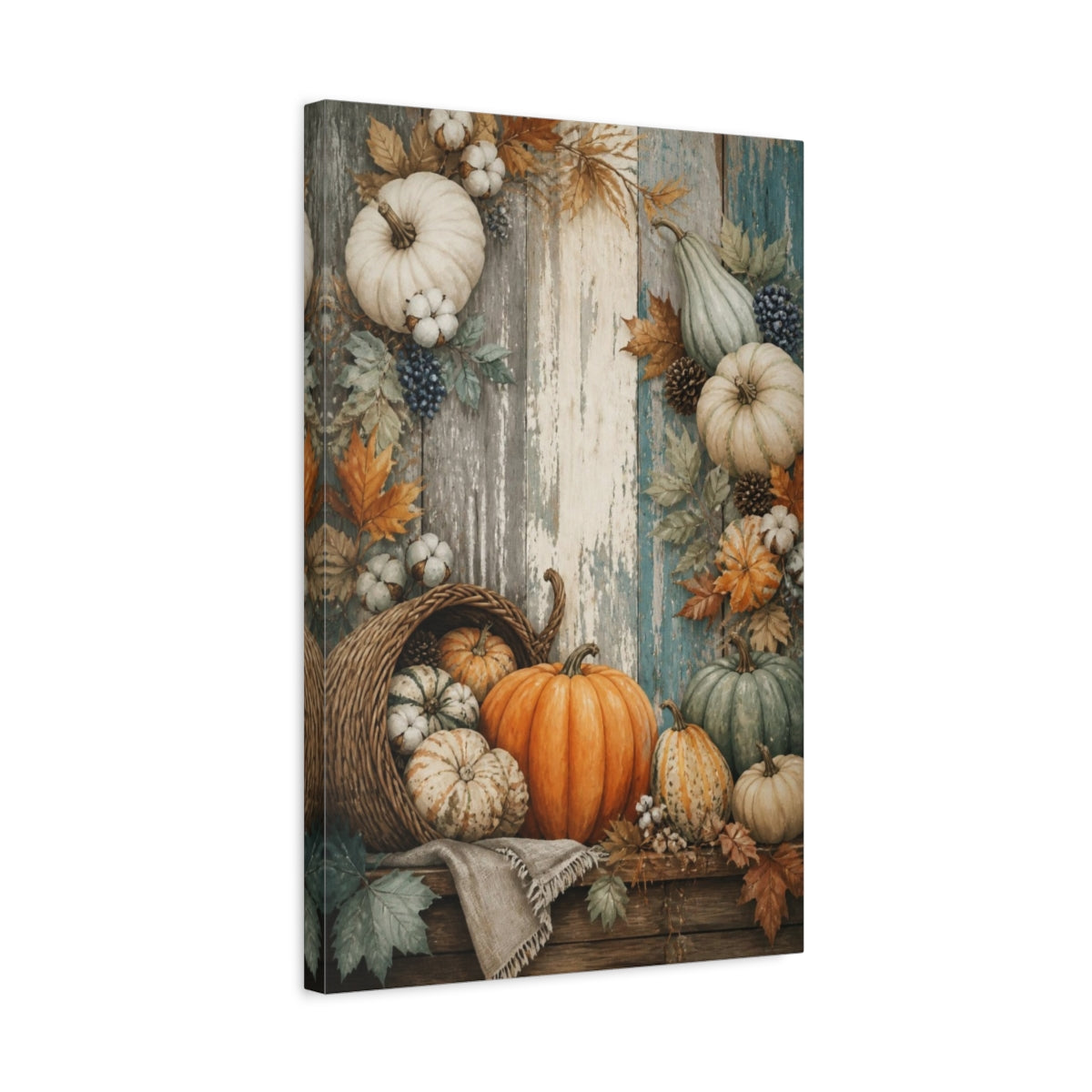 Side Mockup 3. Rustic Pumpkin Harvest shown as canvas print