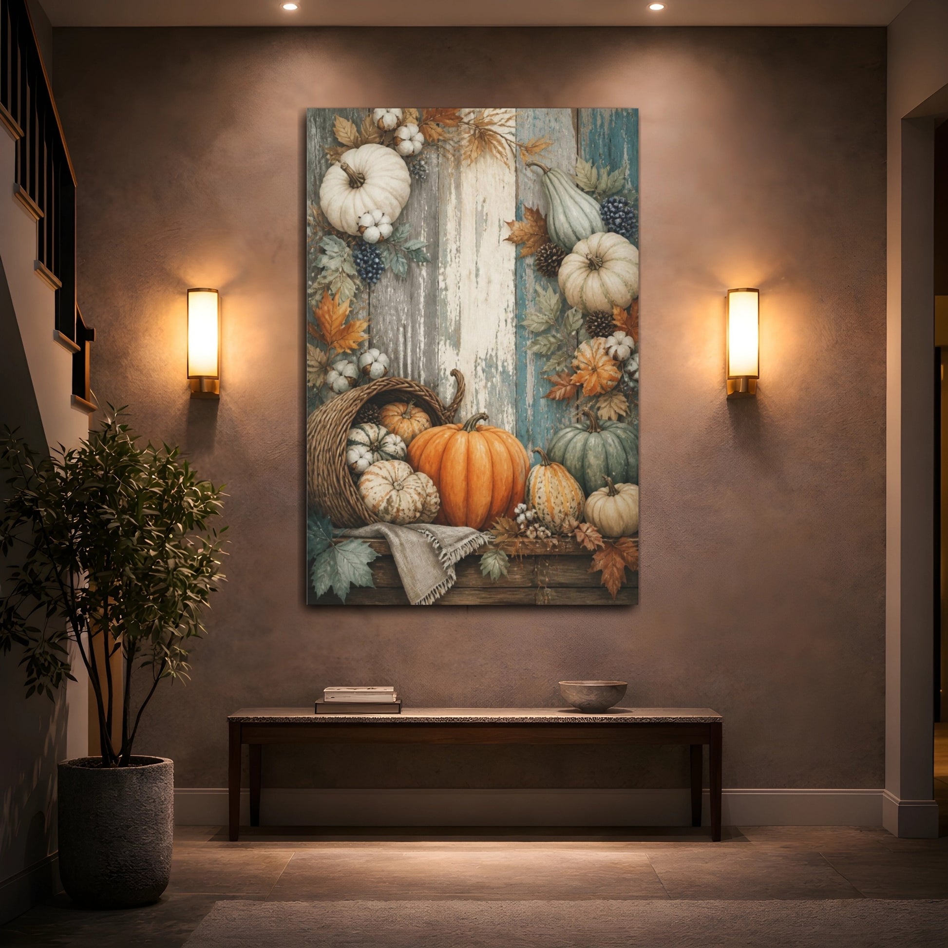 Mockup 2. Rustic Pumpkin Harvest shown as canvas print