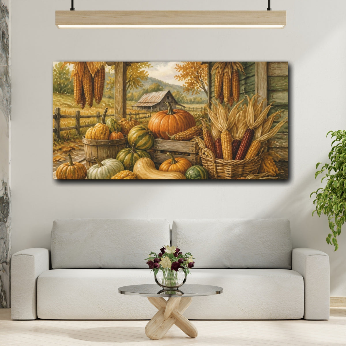 Mockup 2. Rustic Pumpkin Harvest shown as canvas print