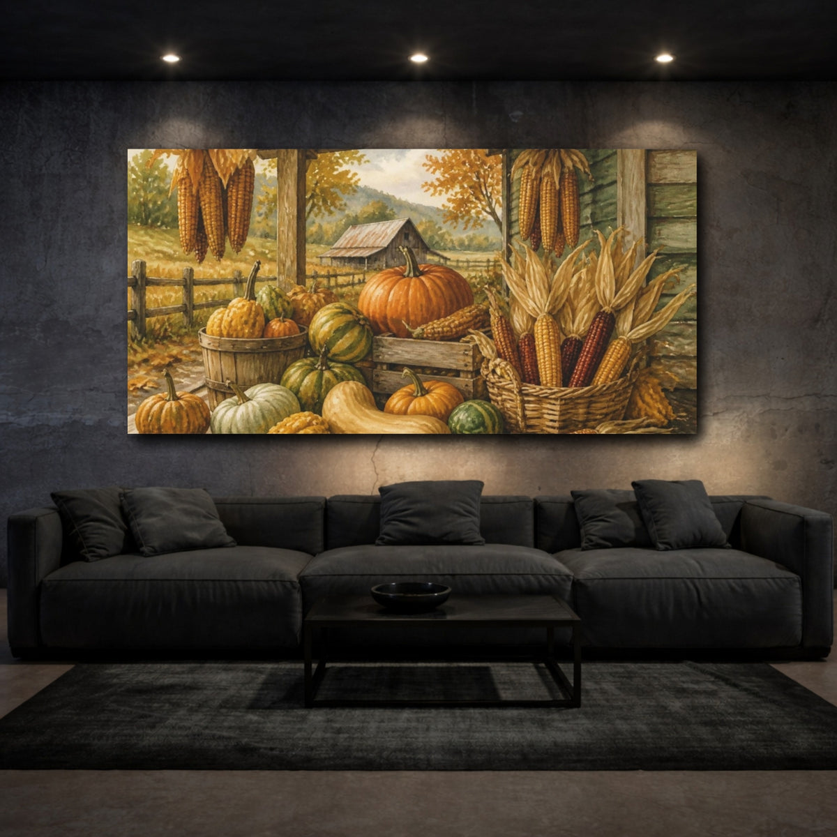 Mockup 3. Rustic Pumpkin Harvest shown as canvas print