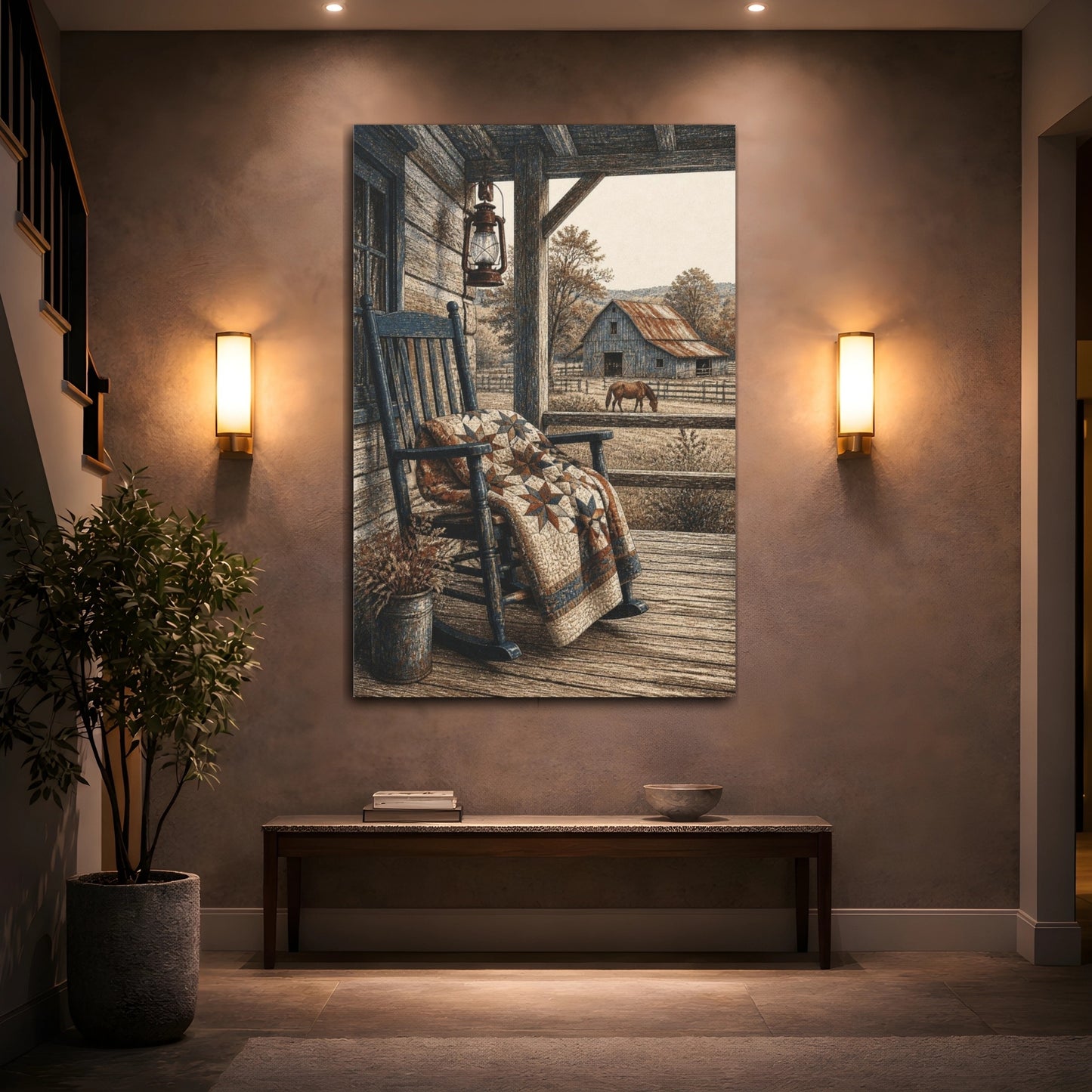 Mockup 2. Rustic Rocking Chair On Porch shown as canvas print