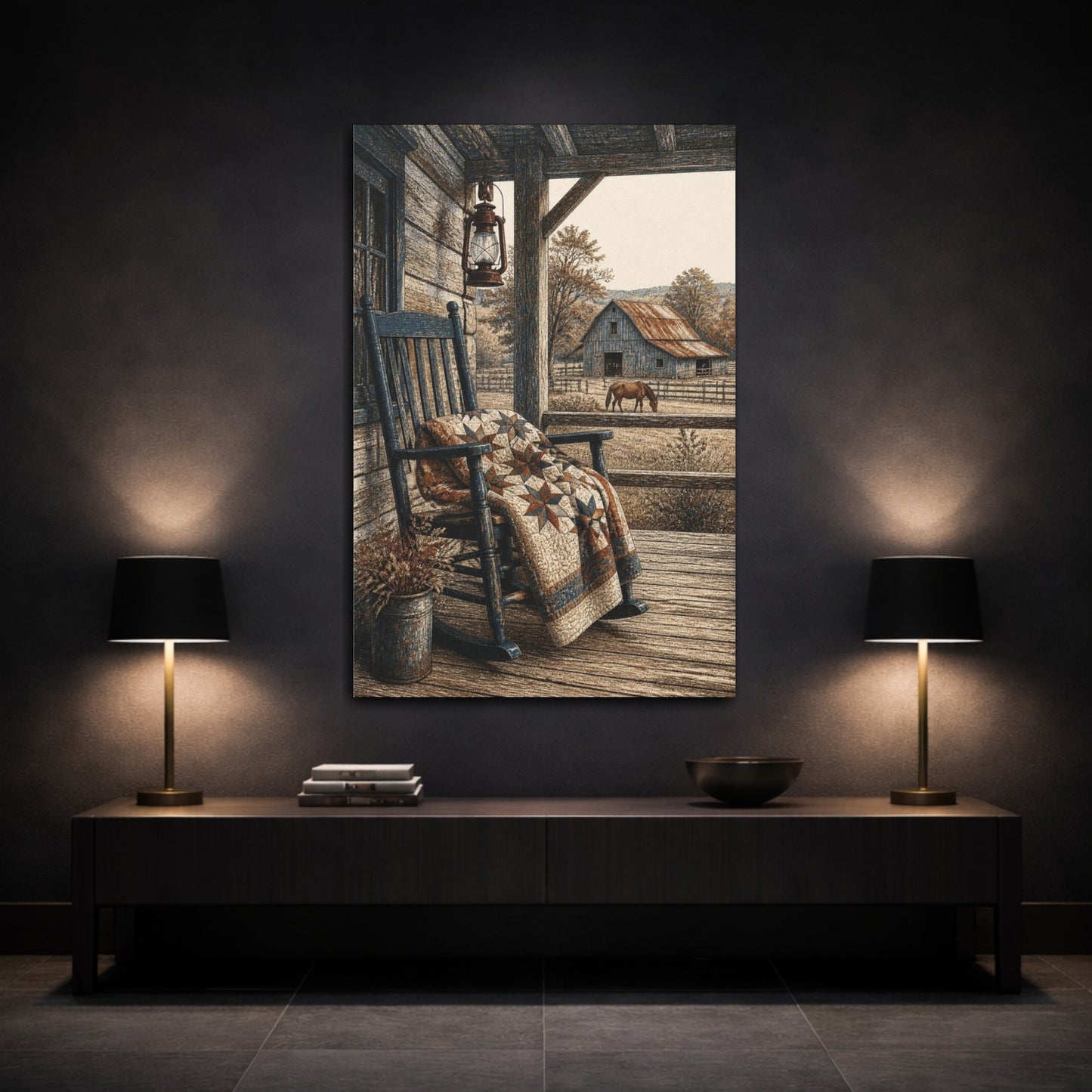 Mockup 3. Rustic Rocking Chair On Porch shown as canvas print
