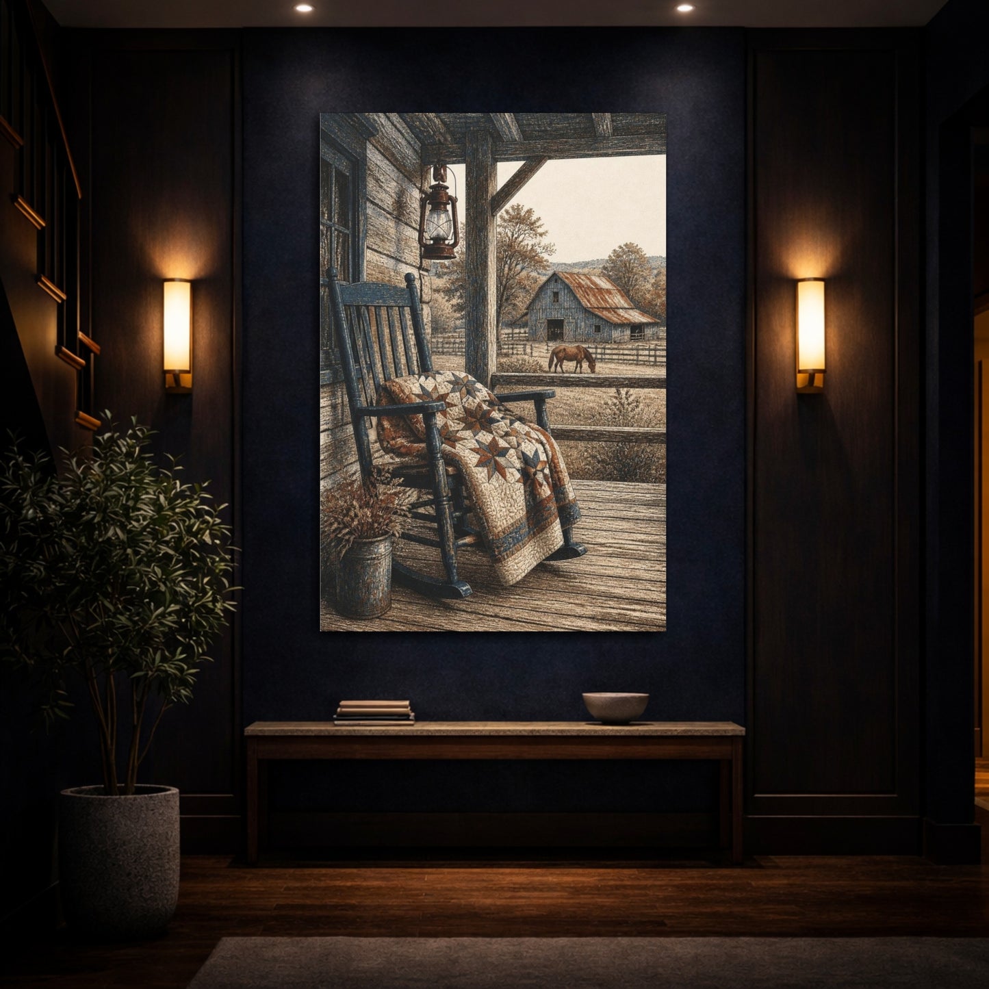 Mockup 4. Rustic Rocking Chair On Porch shown as canvas print