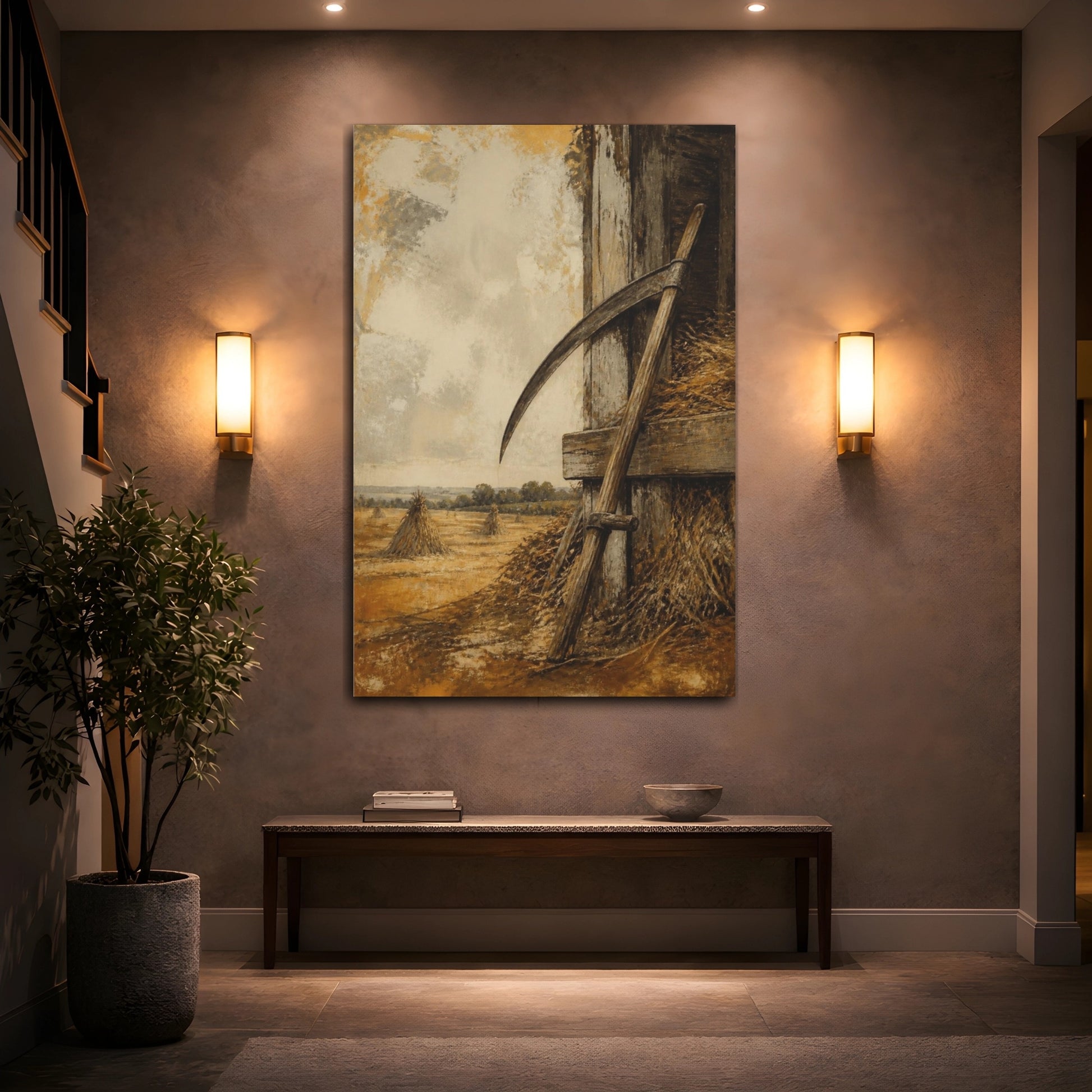 Mockup 2. Rustic Scythe shown as canvas print