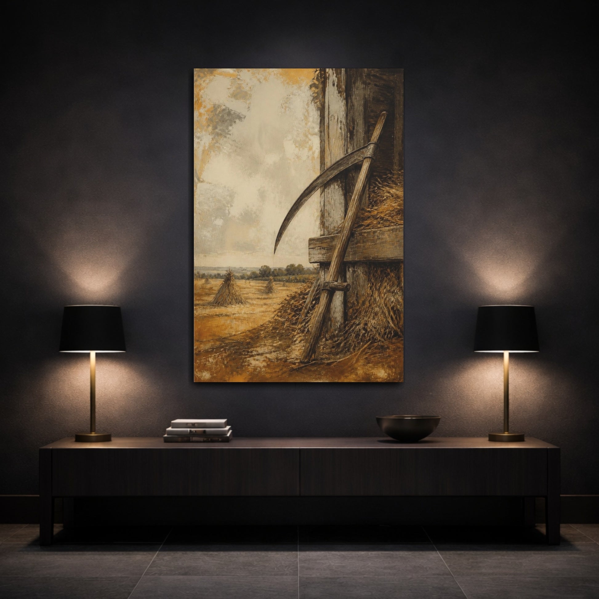 Mockup 3. Rustic Scythe shown as canvas print