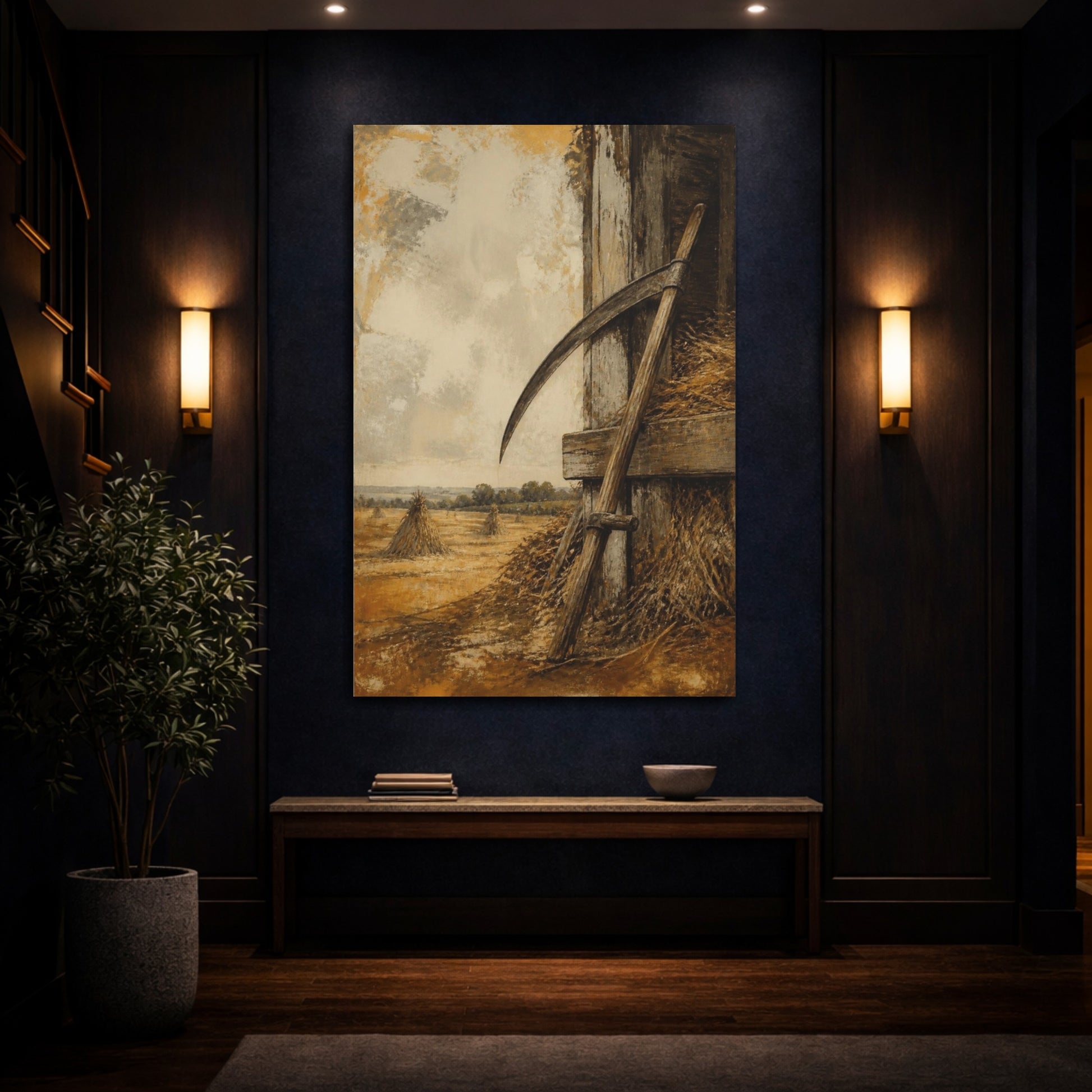 Mockup 4. Rustic Scythe shown as canvas print