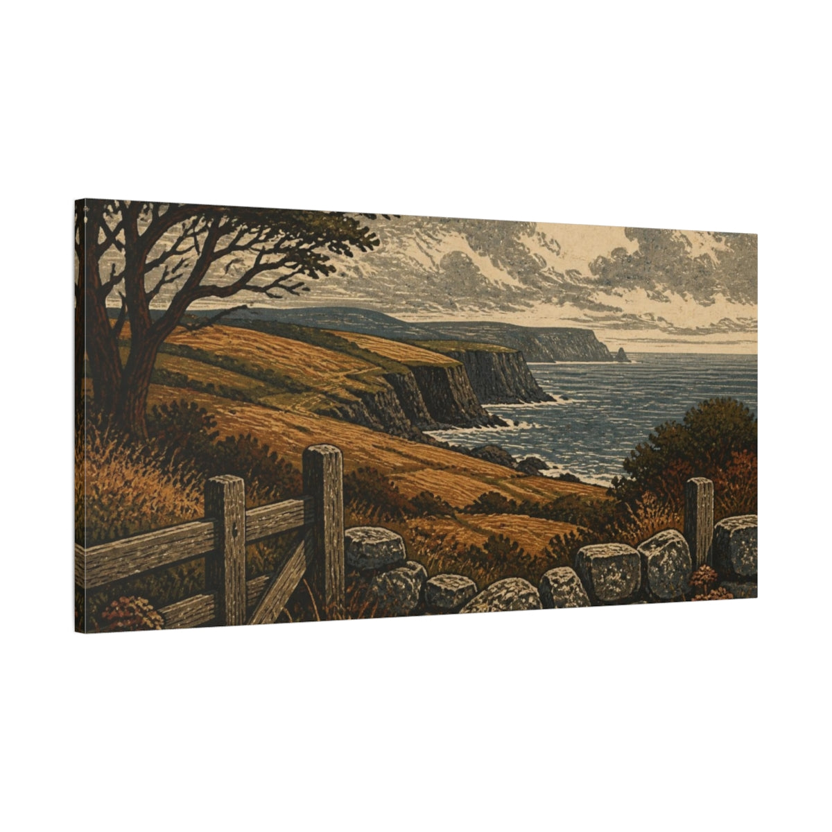 Main Mockup. Rustic Sea Cliffs shown as canvas print