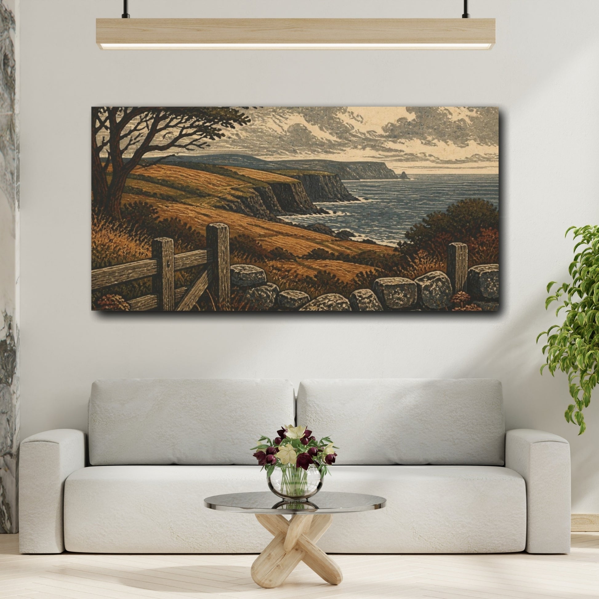 Mockup 2. Rustic Sea Cliffs shown as canvas print
