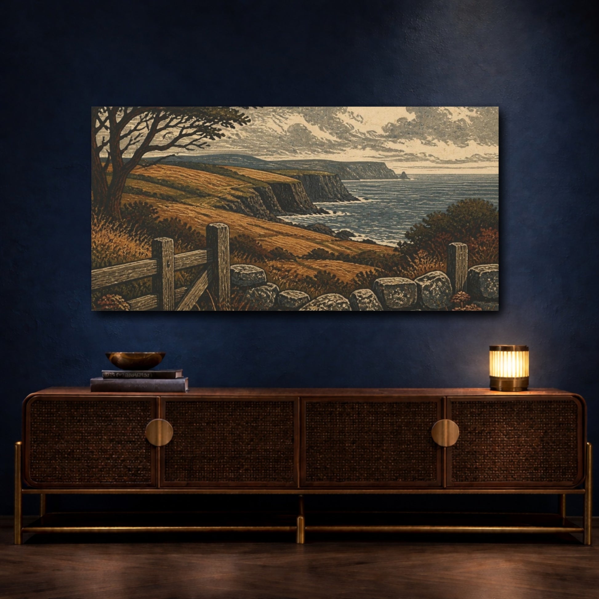 Mockup 4. Rustic Sea Cliffs shown as canvas print