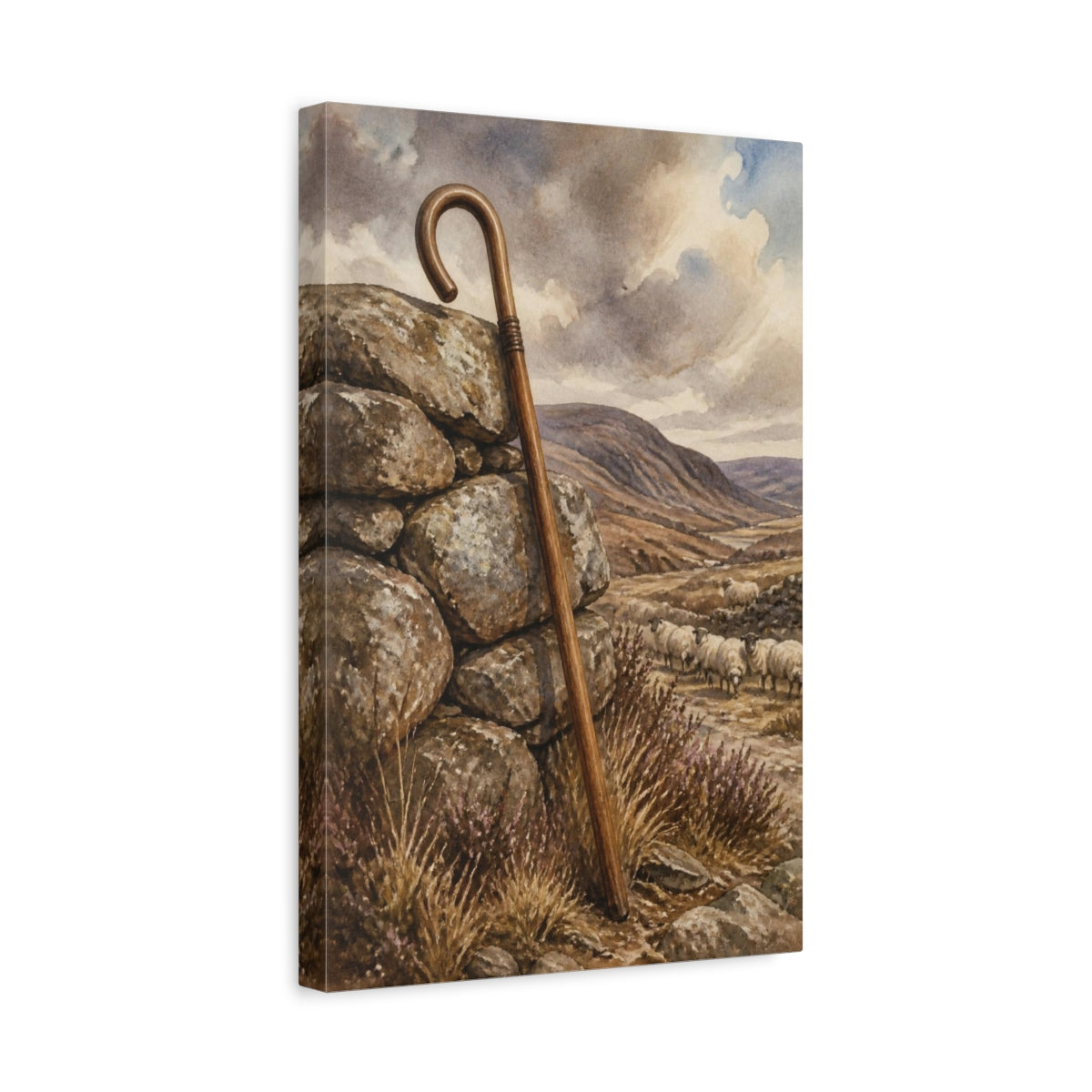 Side Mockup 4. Rustic Shepherd's Crook shown as canvas print