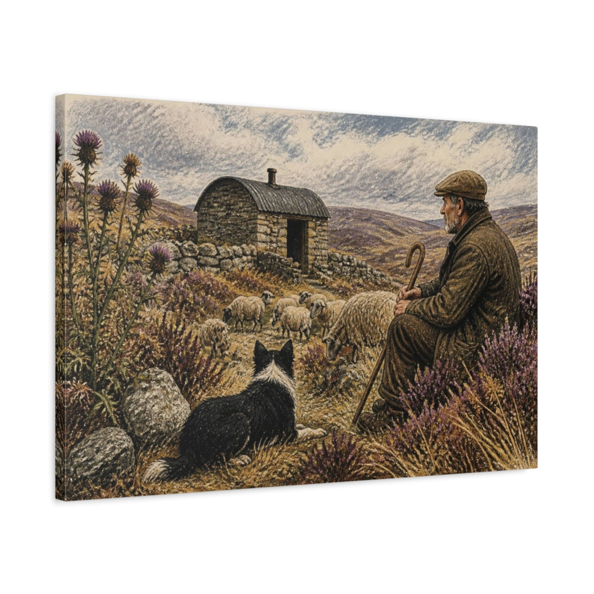 Side Mockup 2. Rustic Shepherd's Rest shown as canvas print