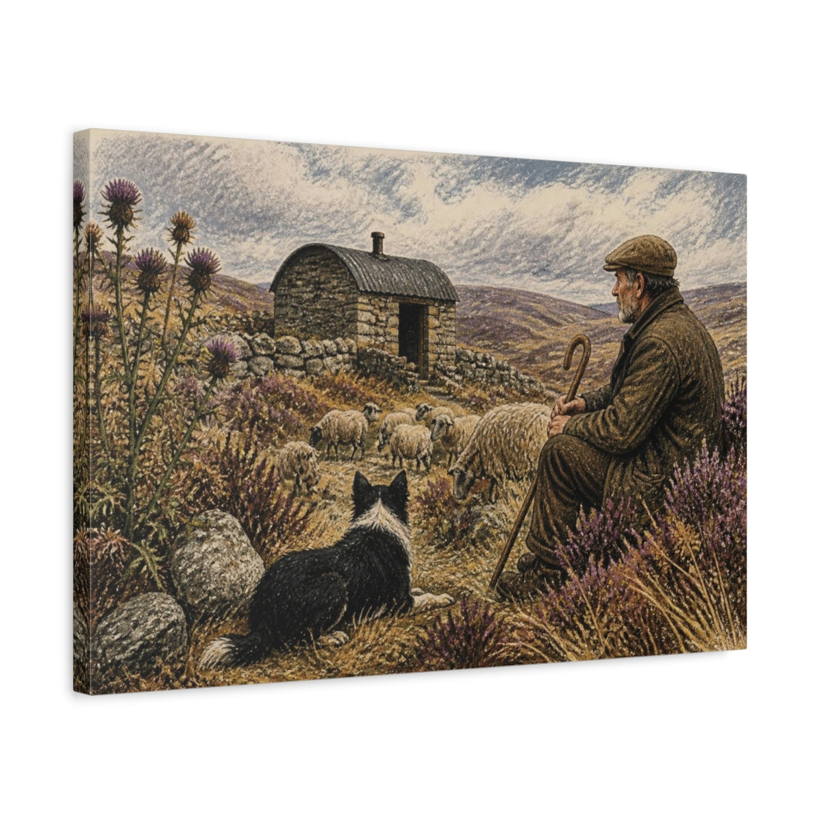 Side Mockup 3. Rustic Shepherd's Rest shown as canvas print