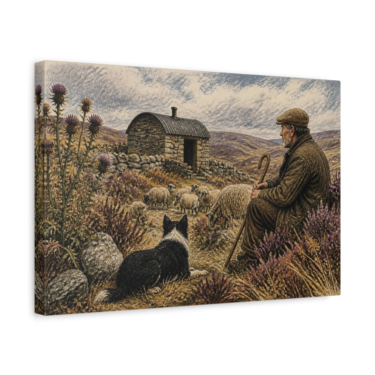 Side Mockup 4. Rustic Shepherd's Rest shown as canvas print