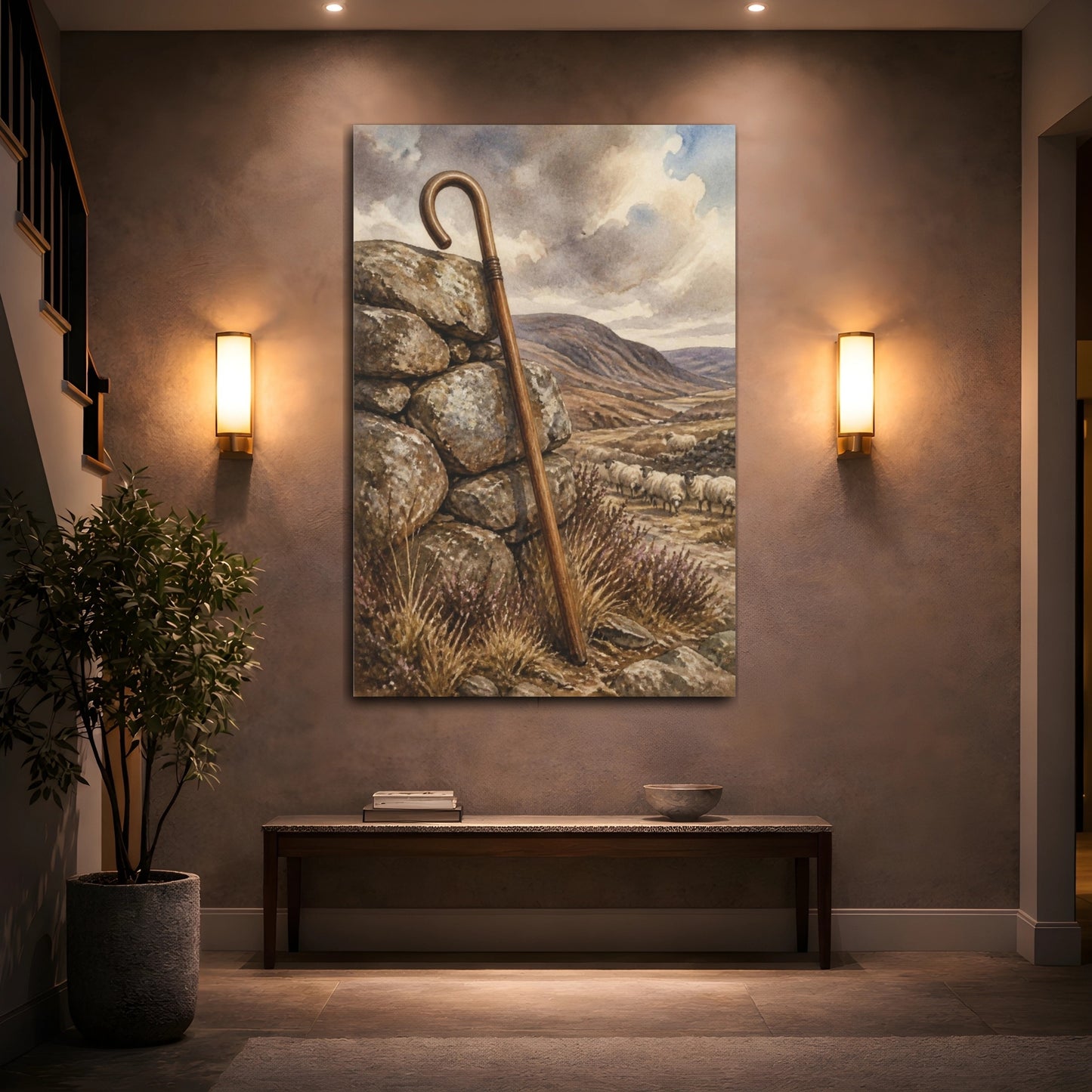 Mockup 2. Rustic Shepherd's Crook shown as canvas print