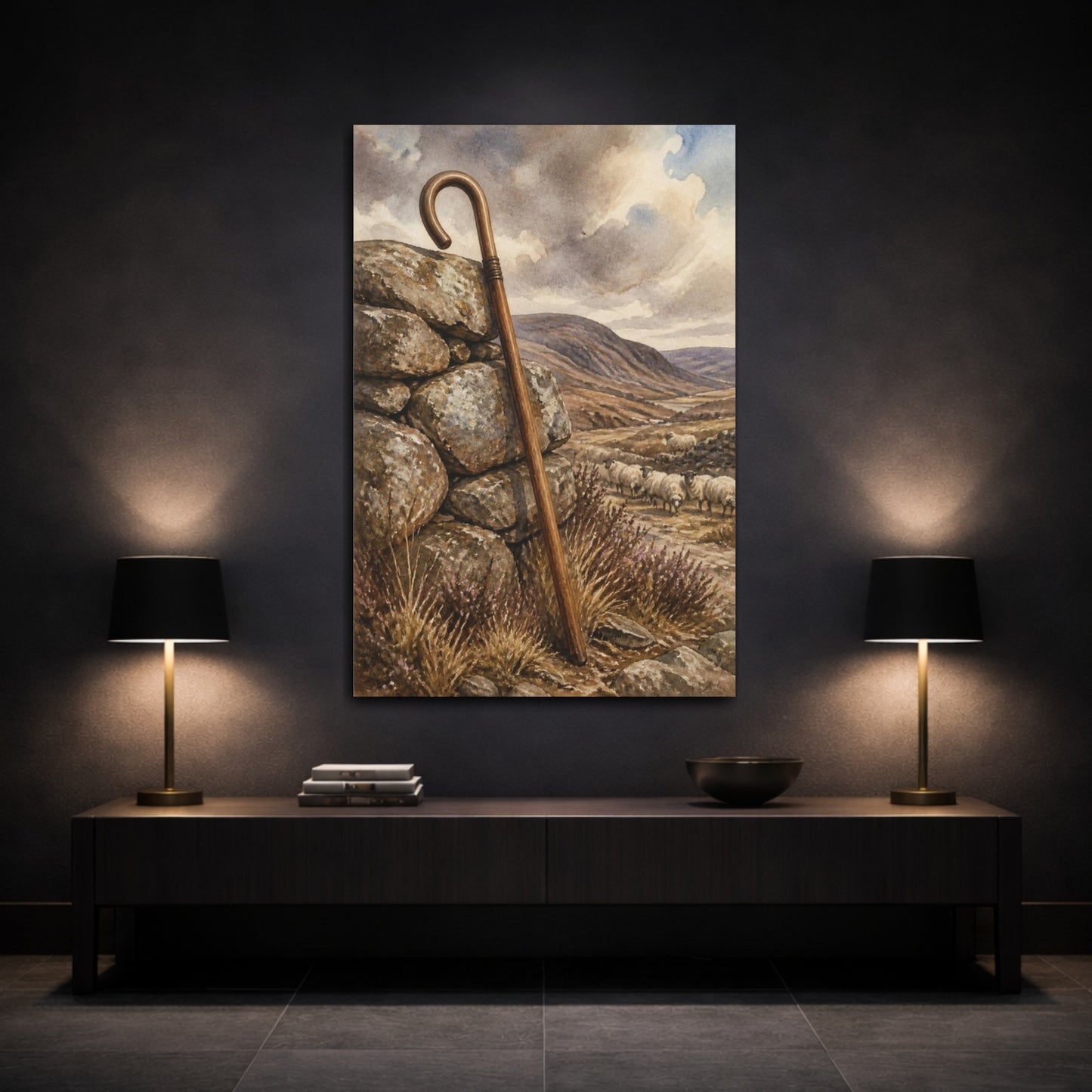 Mockup 3. Rustic Shepherd's Crook shown as canvas print