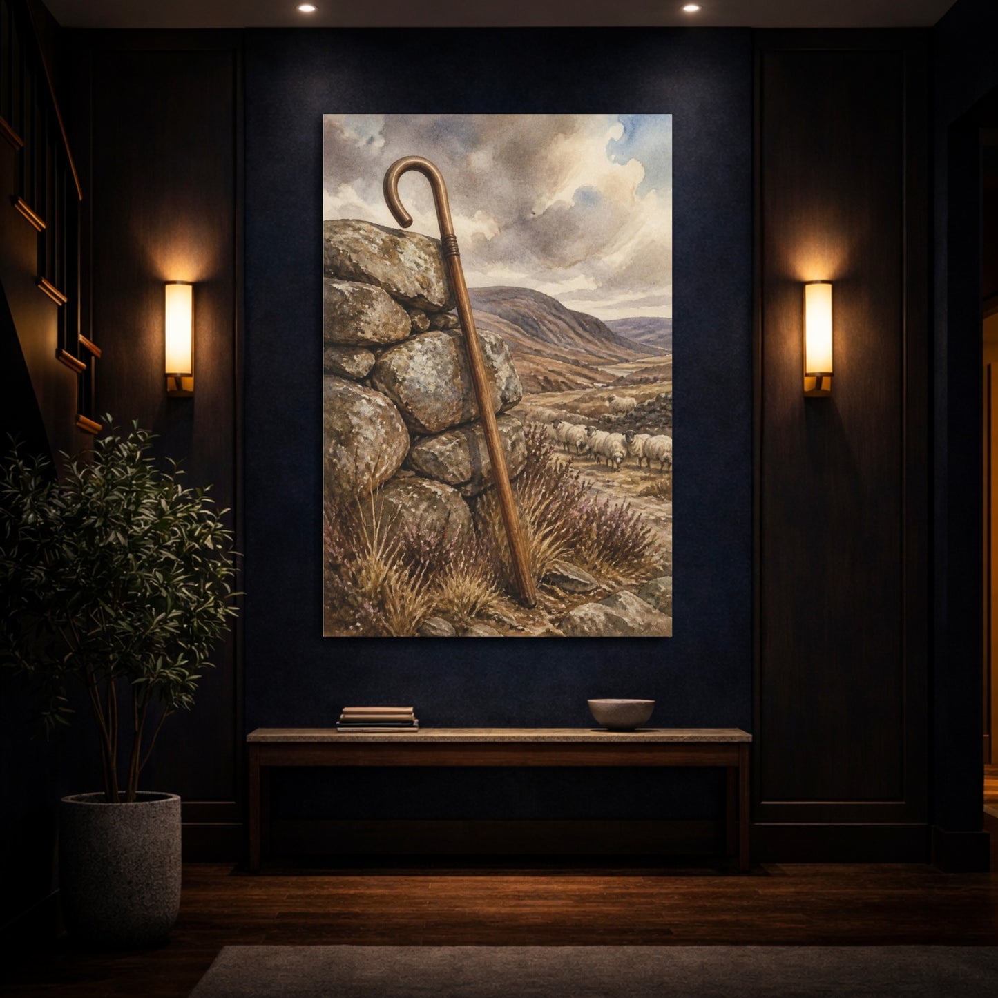 Mockup 4. Rustic Shepherd's Crook shown as canvas print