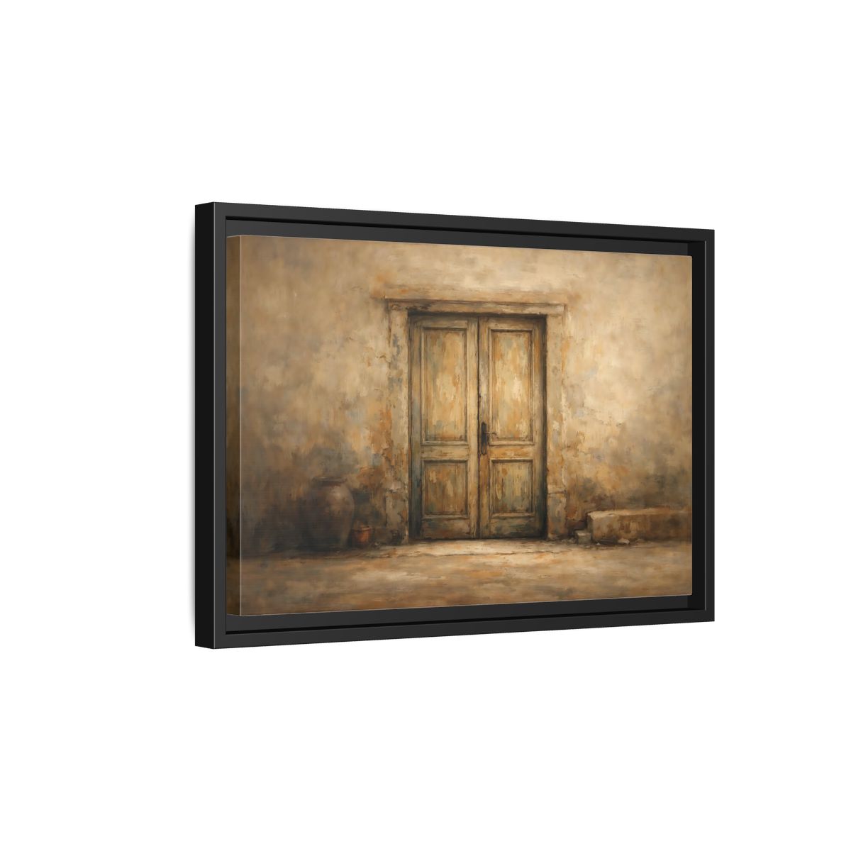 Side Mockup 6. Vintage Old Door Rustic Doorway shown as stretched canvas wall art