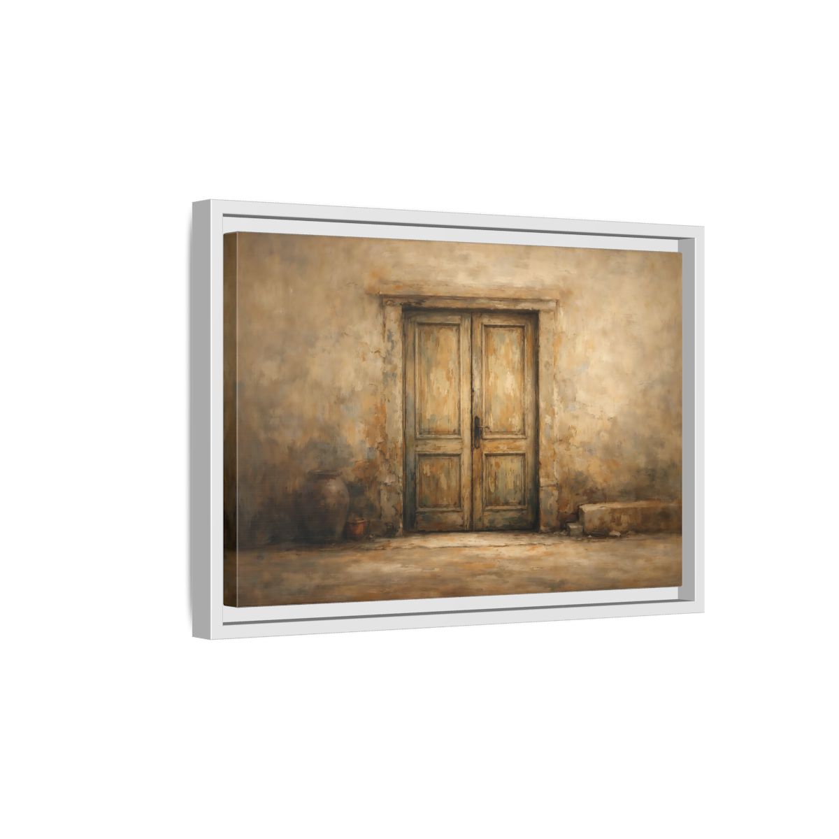 Side Mockup 4. Vintage Old Door Rustic Doorway shown as stretched canvas wall art