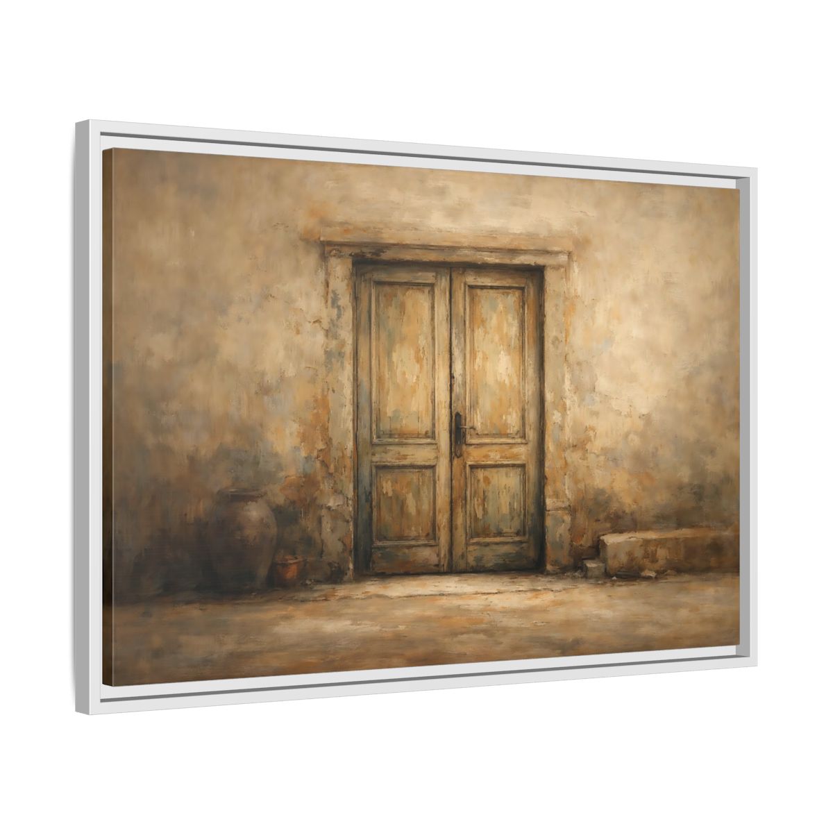 Side Mockup 10. Vintage Old Door Rustic Doorway shown as stretched canvas wall art