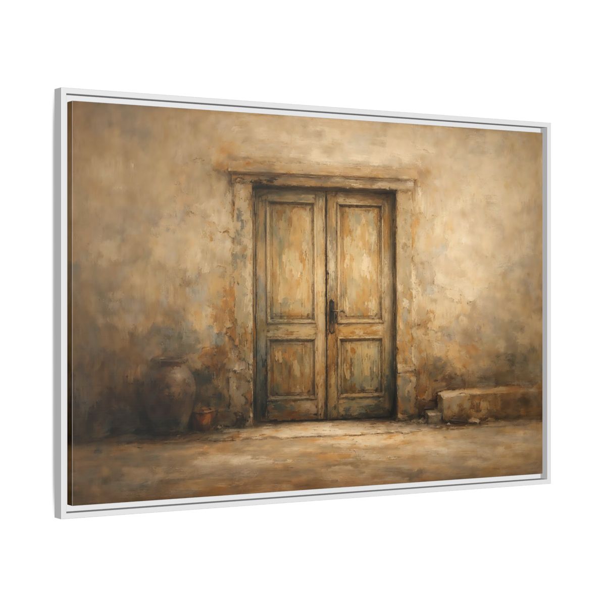 Side Mockup 7. Vintage Old Door Rustic Doorway shown as stretched canvas wall art