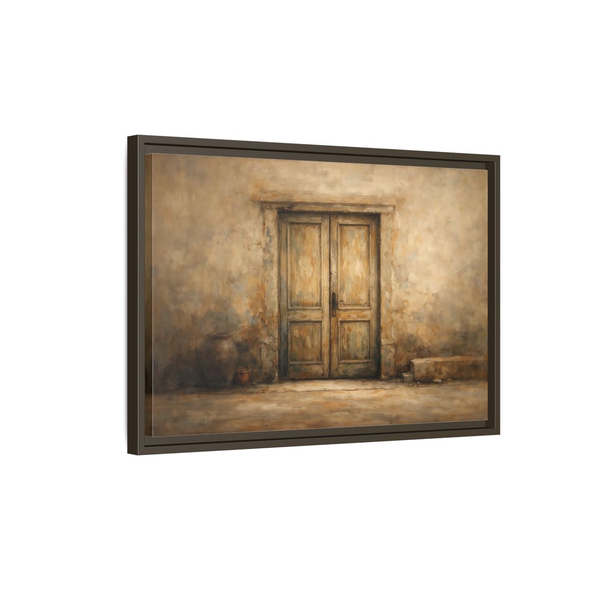 Side Mockup 2. Vintage Old Door Rustic Doorway shown as stretched canvas wall art