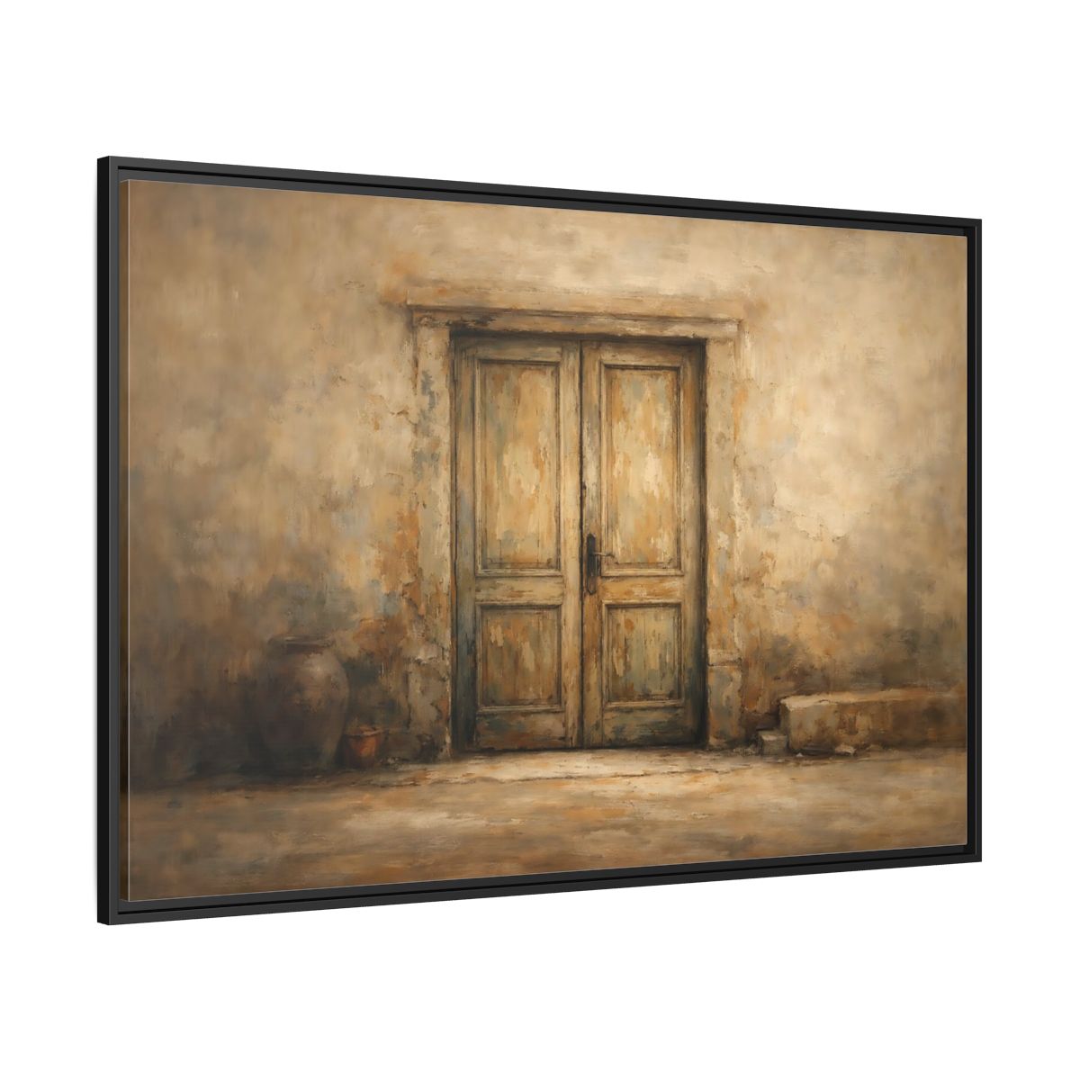 Side Mockup 12. Vintage Old Door Rustic Doorway shown as stretched canvas wall art