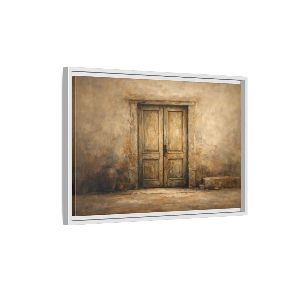 Side Mockup 1. Vintage Old Door Rustic Doorway shown as stretched canvas wall art