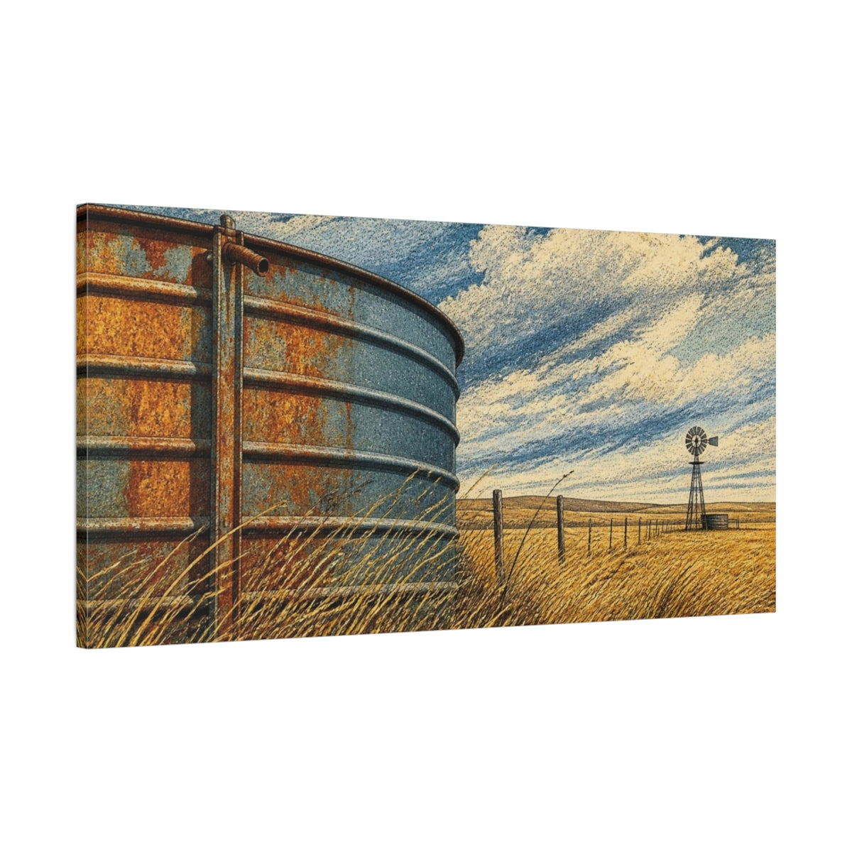 Main Mockup. Rustic Water Tank shown as canvas print