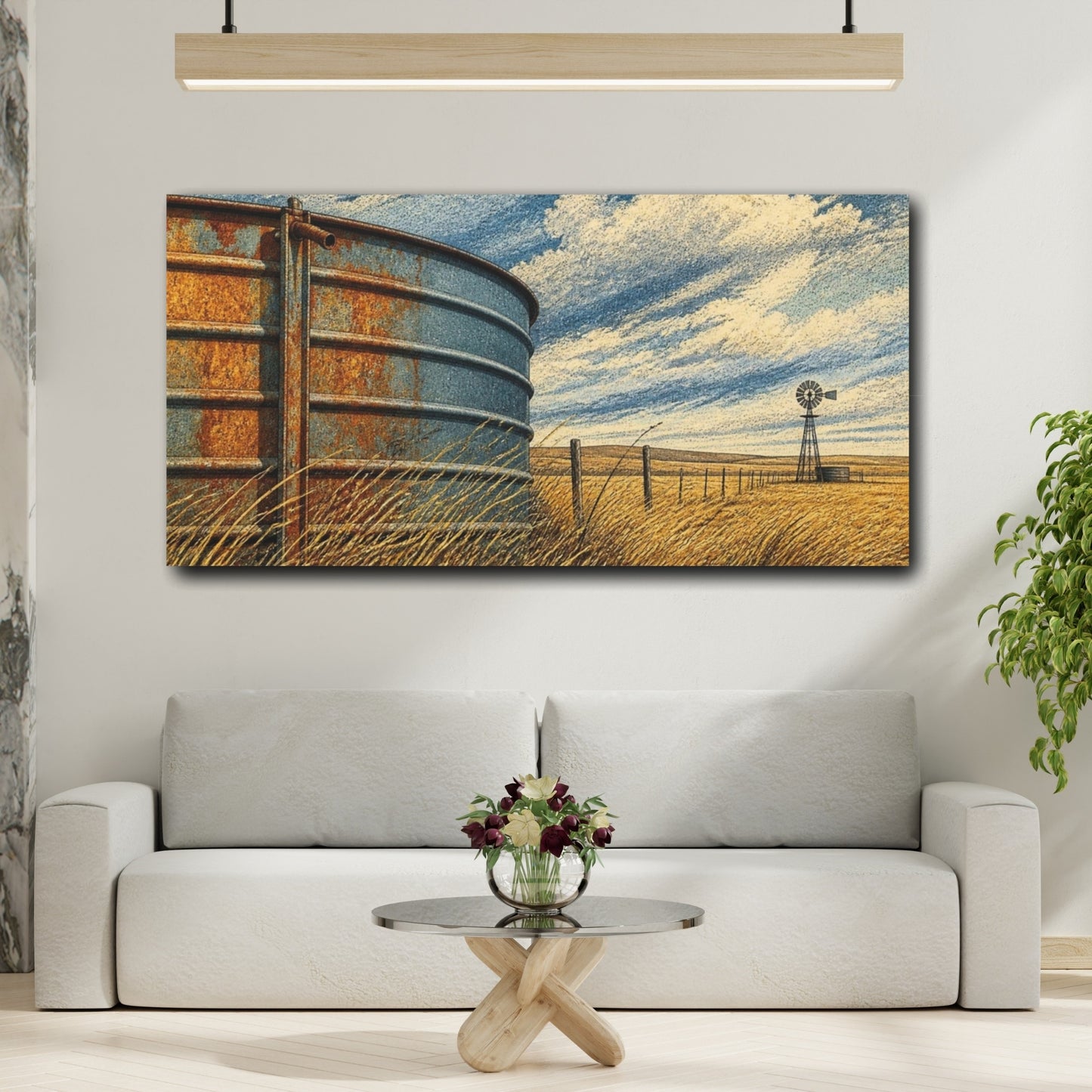 Mockup 2. Rustic Water Tank shown as canvas print