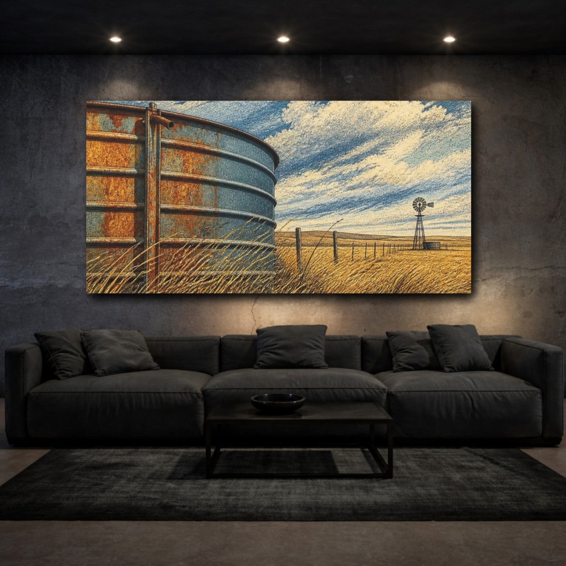 Mockup 3. Rustic Water Tank shown as canvas print