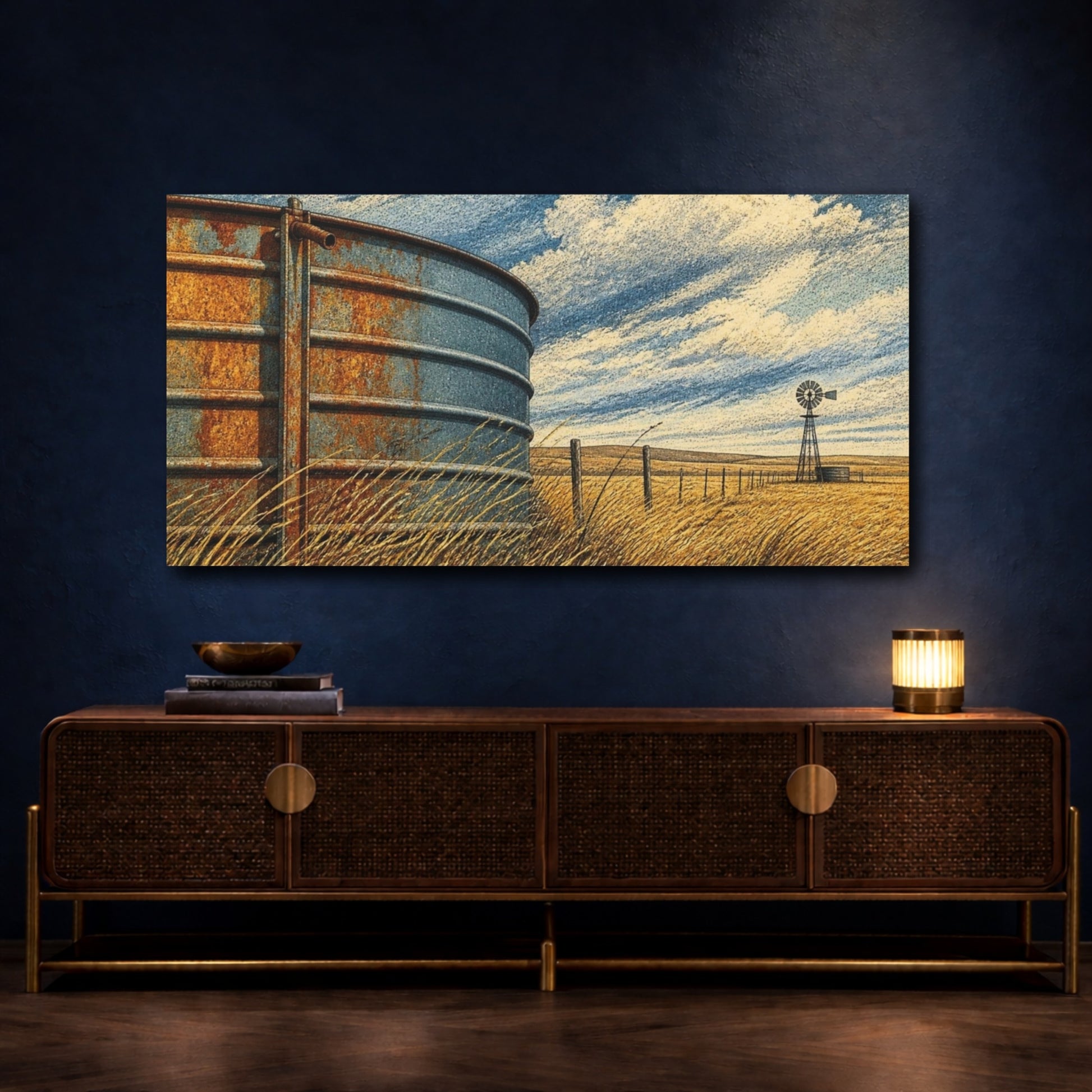 Mockup 4. Rustic Water Tank shown as canvas print