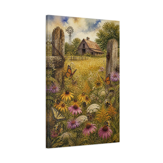 Main Mockup. Rustic Wildflower Meadow shown as canvas print