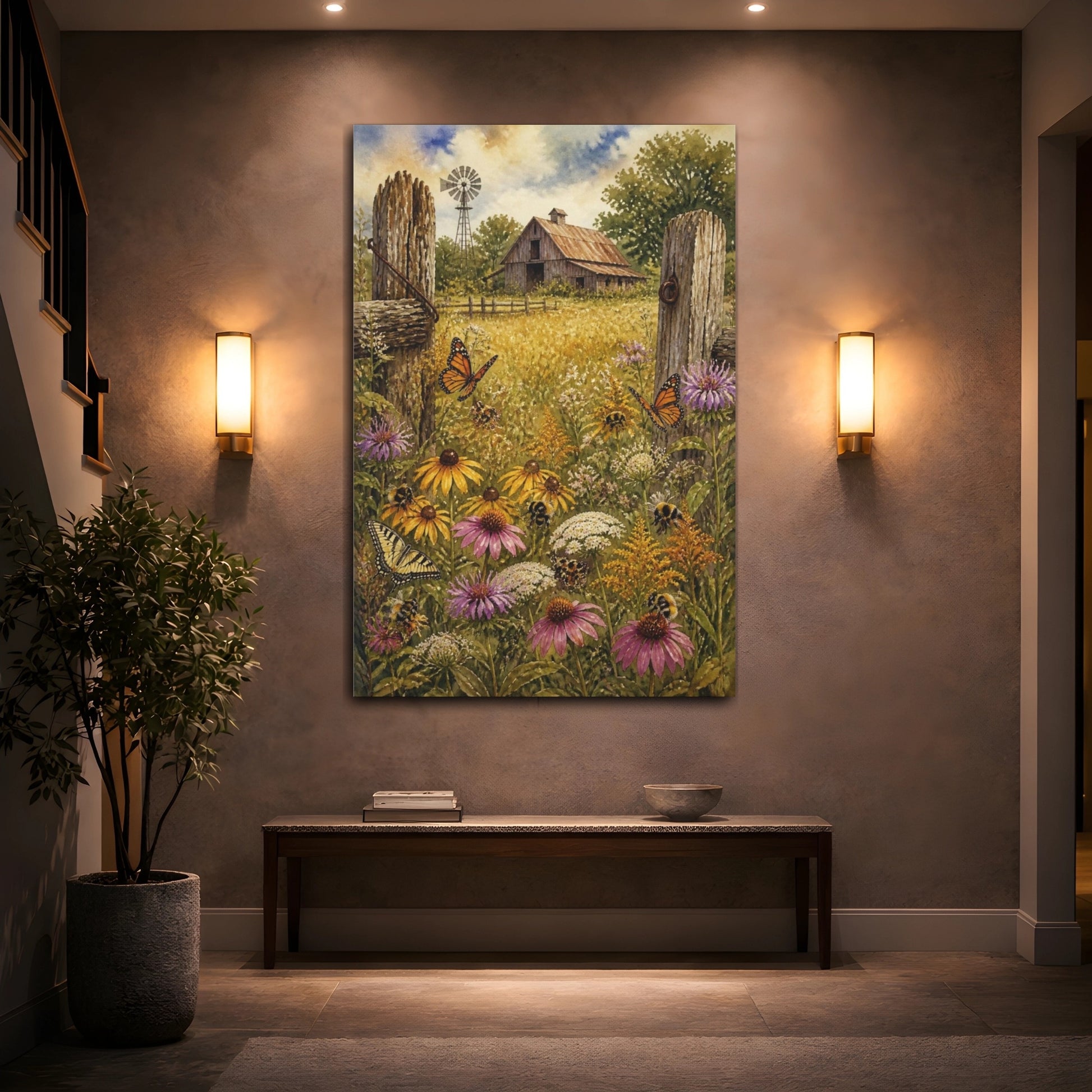 Mockup 2. Rustic Wildflower Meadow shown as canvas print