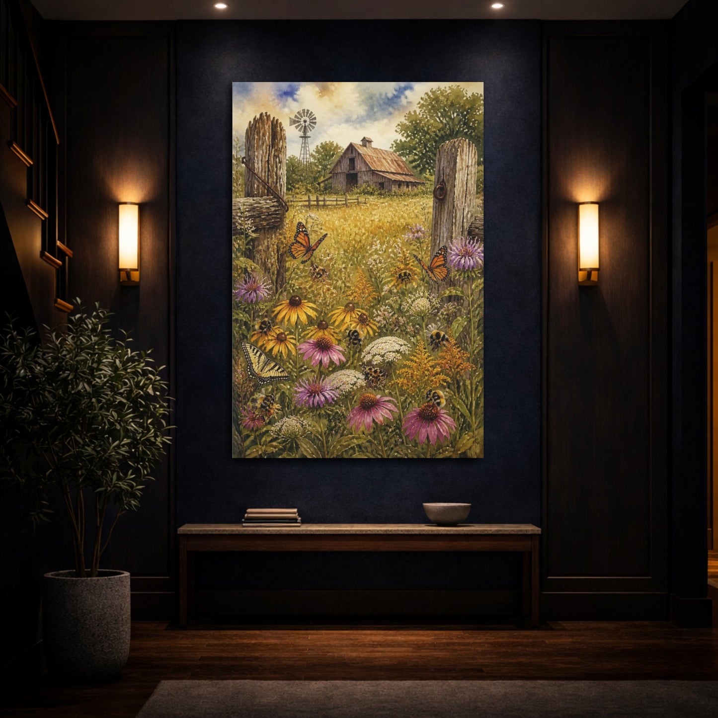 Mockup 4. Rustic Wildflower Meadow shown as canvas print