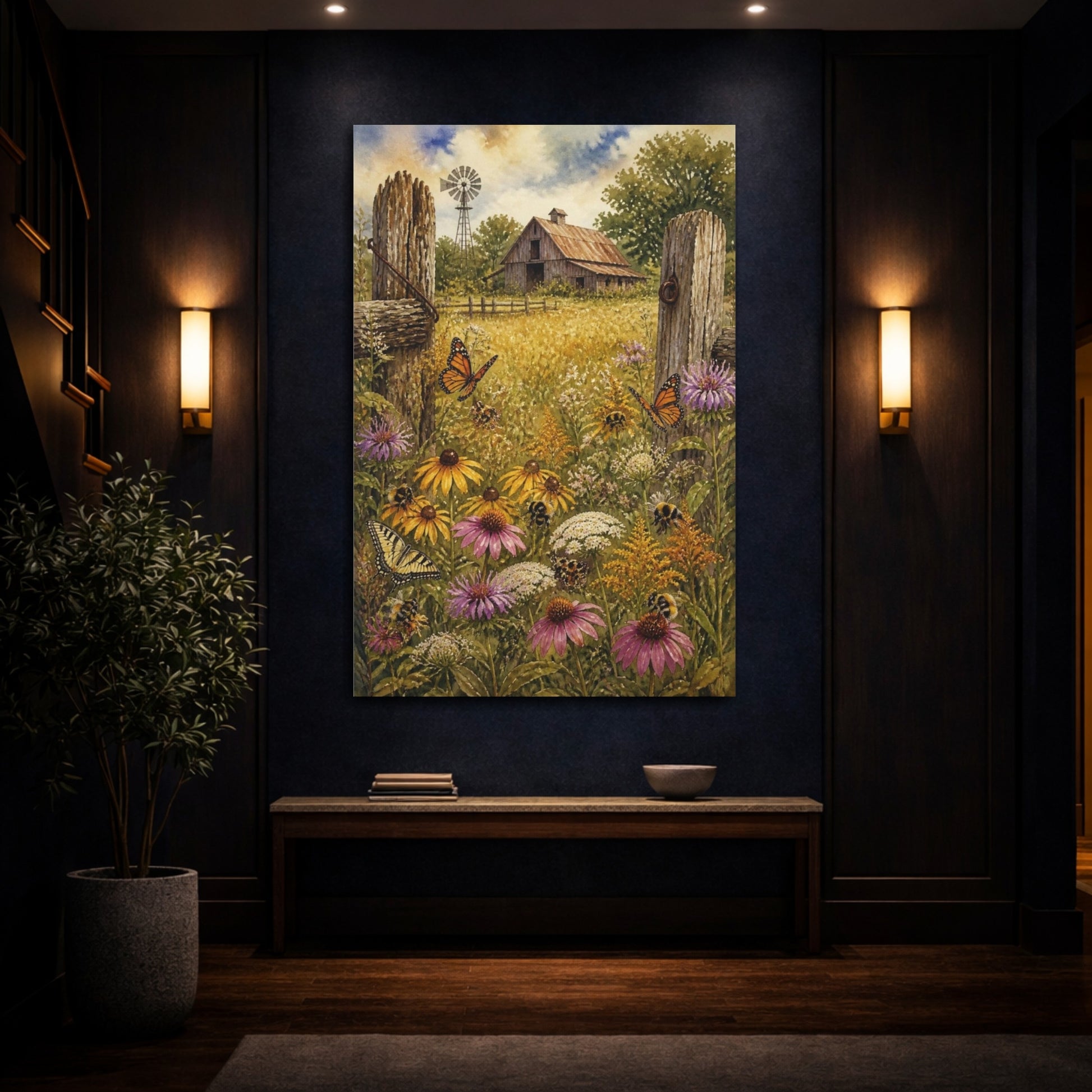 Mockup 4. Rustic Wildflower Meadow shown as canvas print
