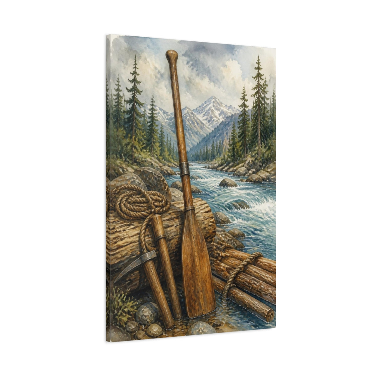 Main Mockup. Rustic Wooden Oar shown as canvas print