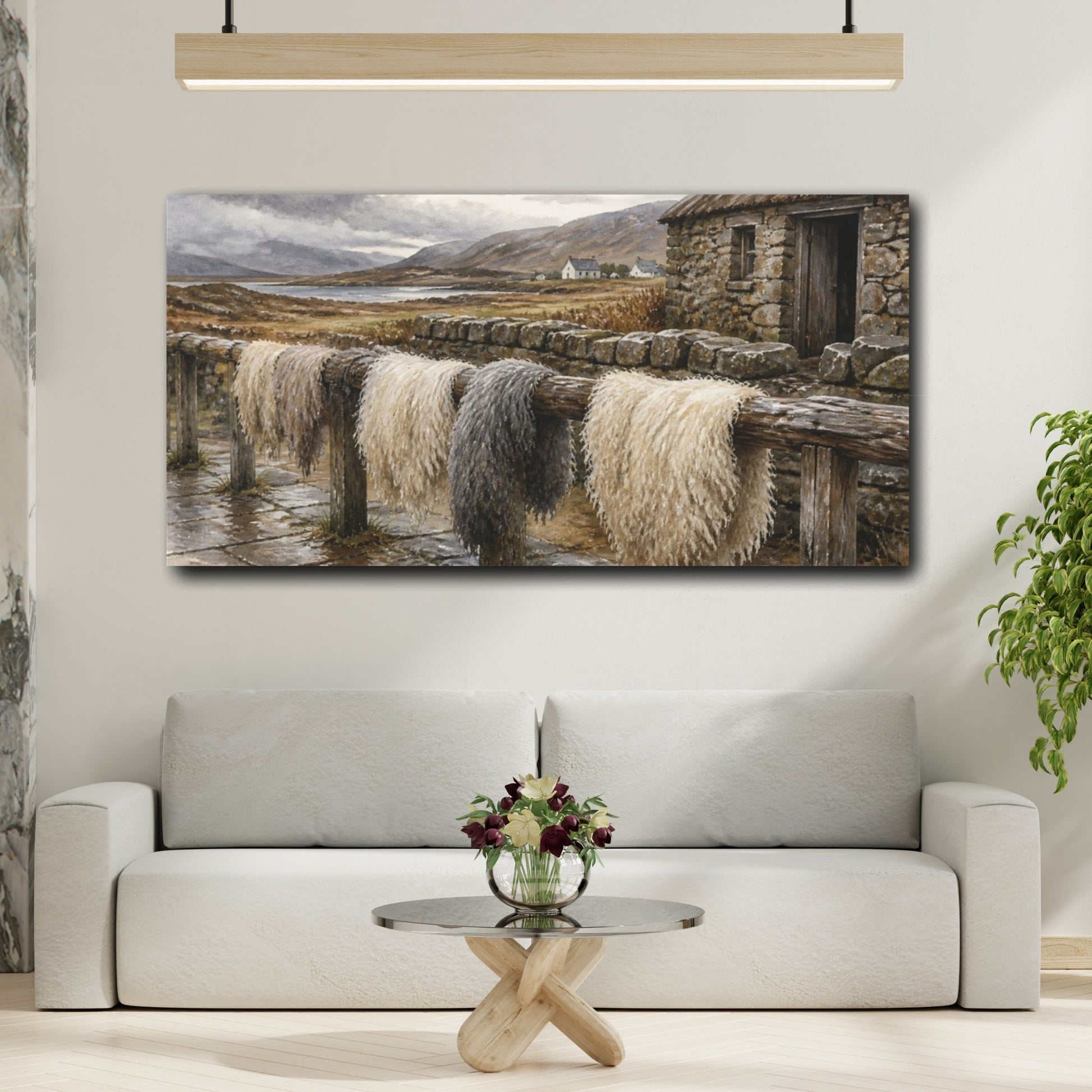 Mockup 2. Rustic Wool On Rail shown as canvas print