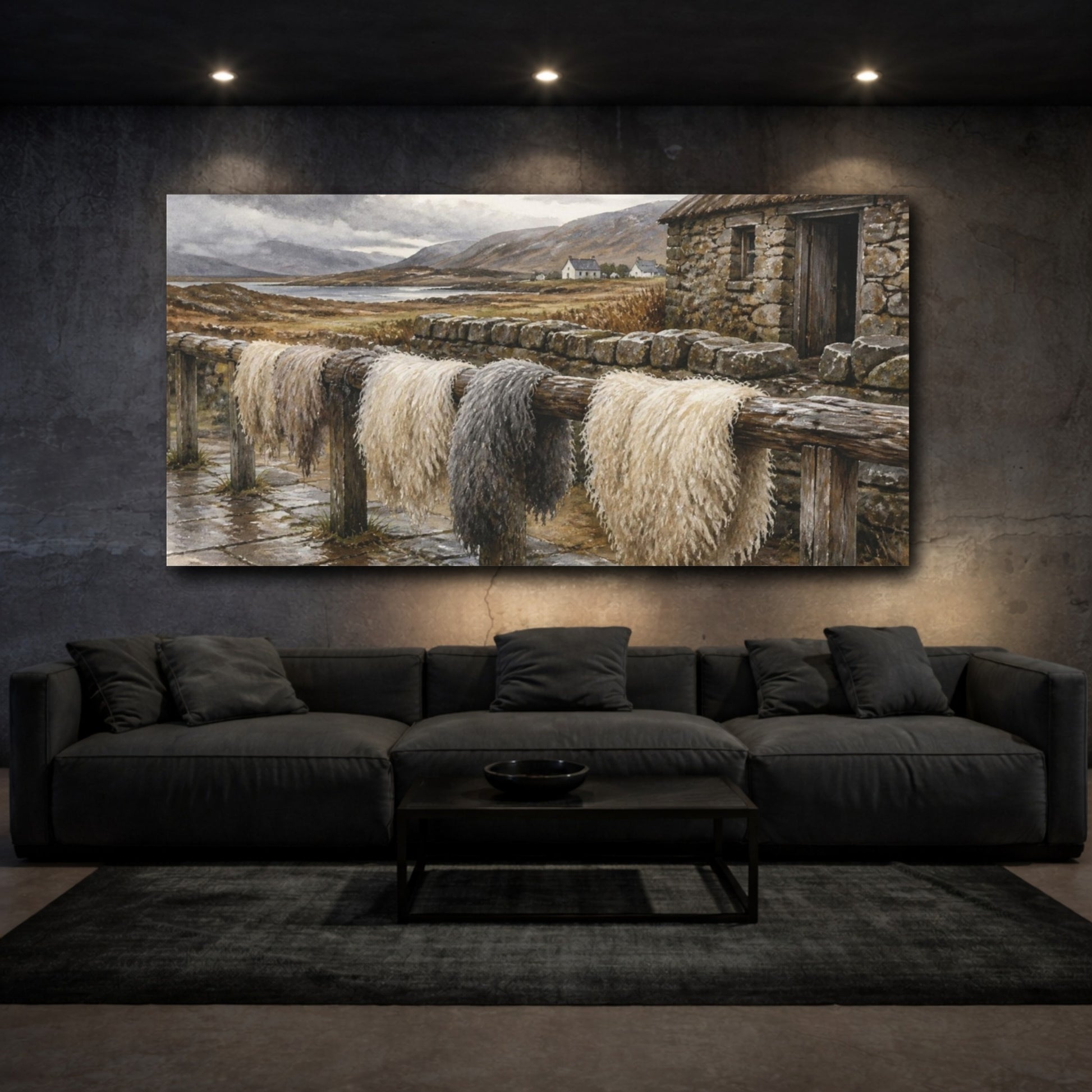 Mockup 3. Rustic Wool On Rail shown as canvas print
