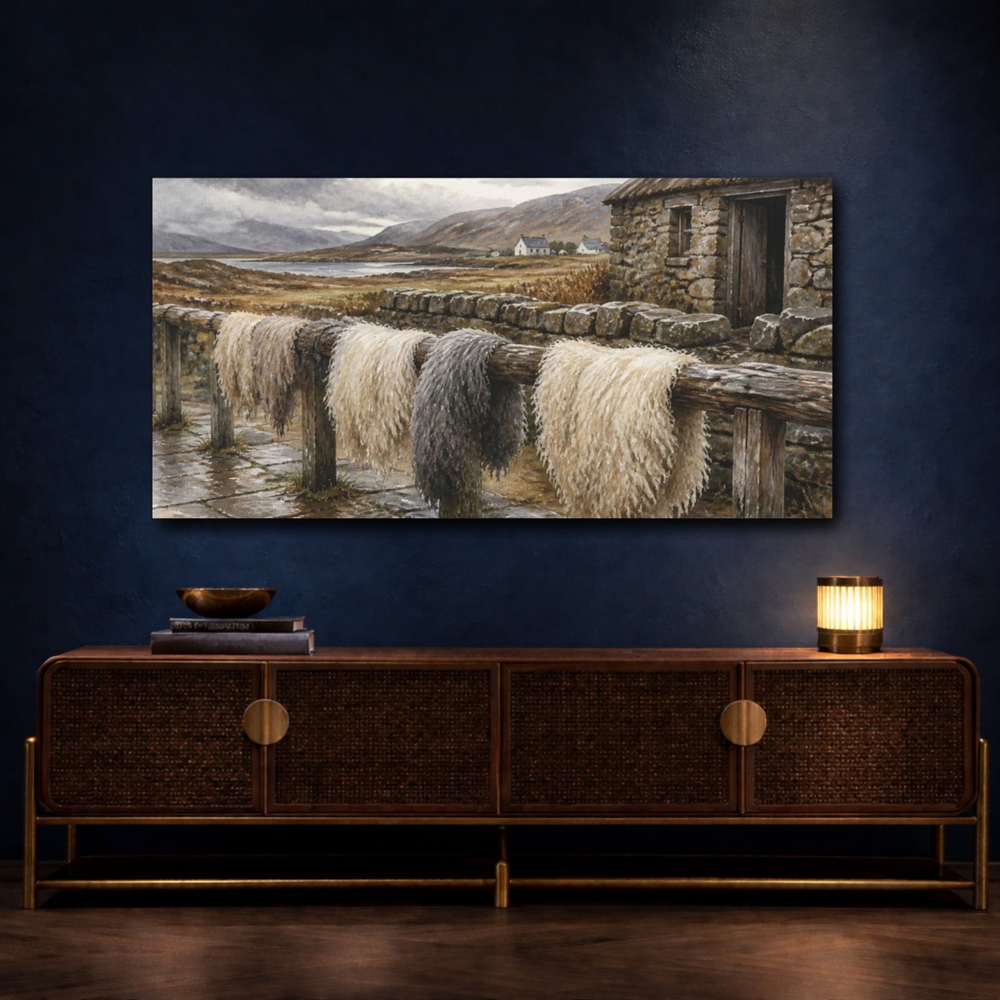 Mockup 4. Rustic Wool On Rail shown as canvas print