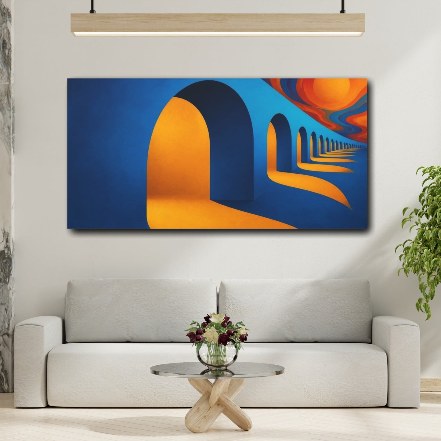 Mockup 2. Saffron Archway Passage shown as canvas print
