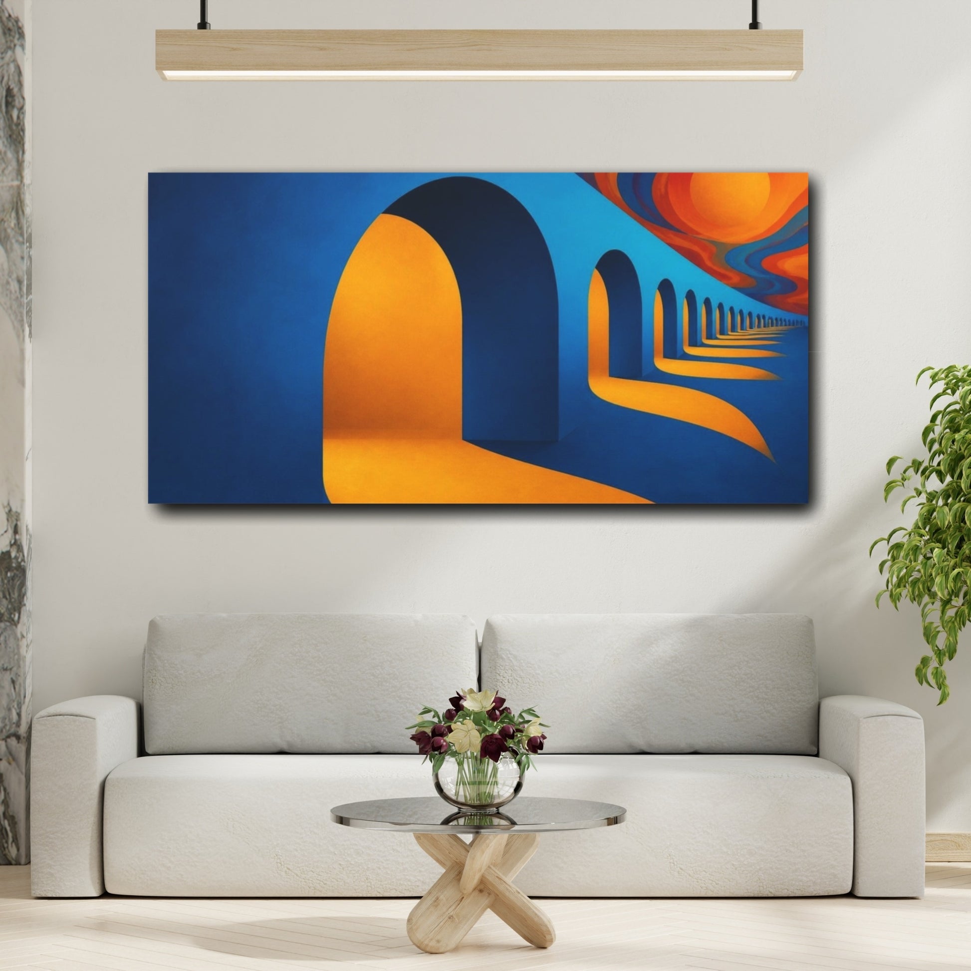 Mockup 2. Saffron Archway Passage shown as canvas print