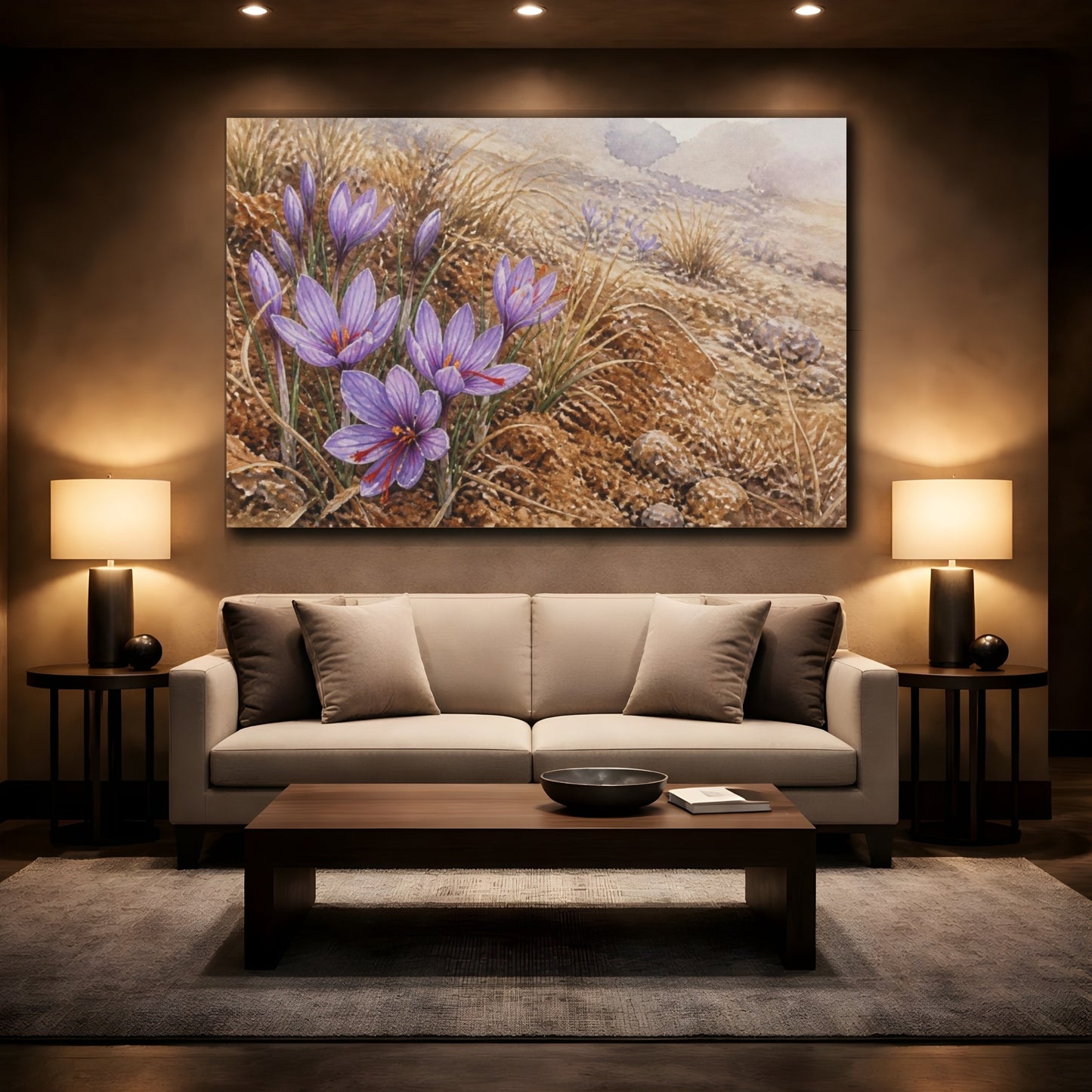 Mockup 2. Saffron Crocus In Russet Soil shown as canvas print
